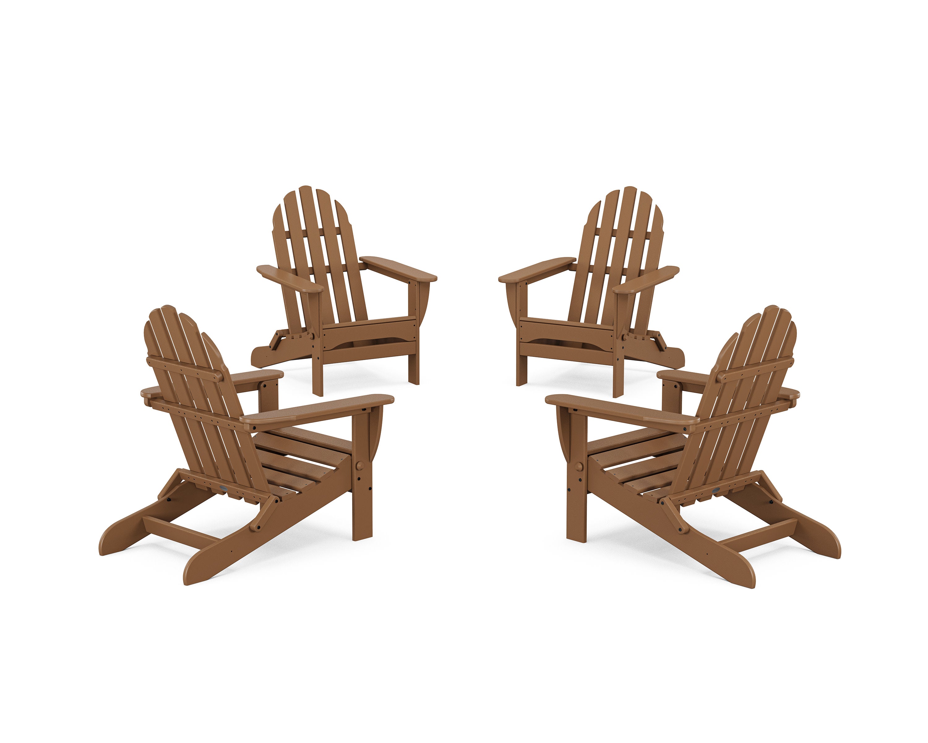 4-Piece Classic Folding Adirondack Conversation Set in Teak