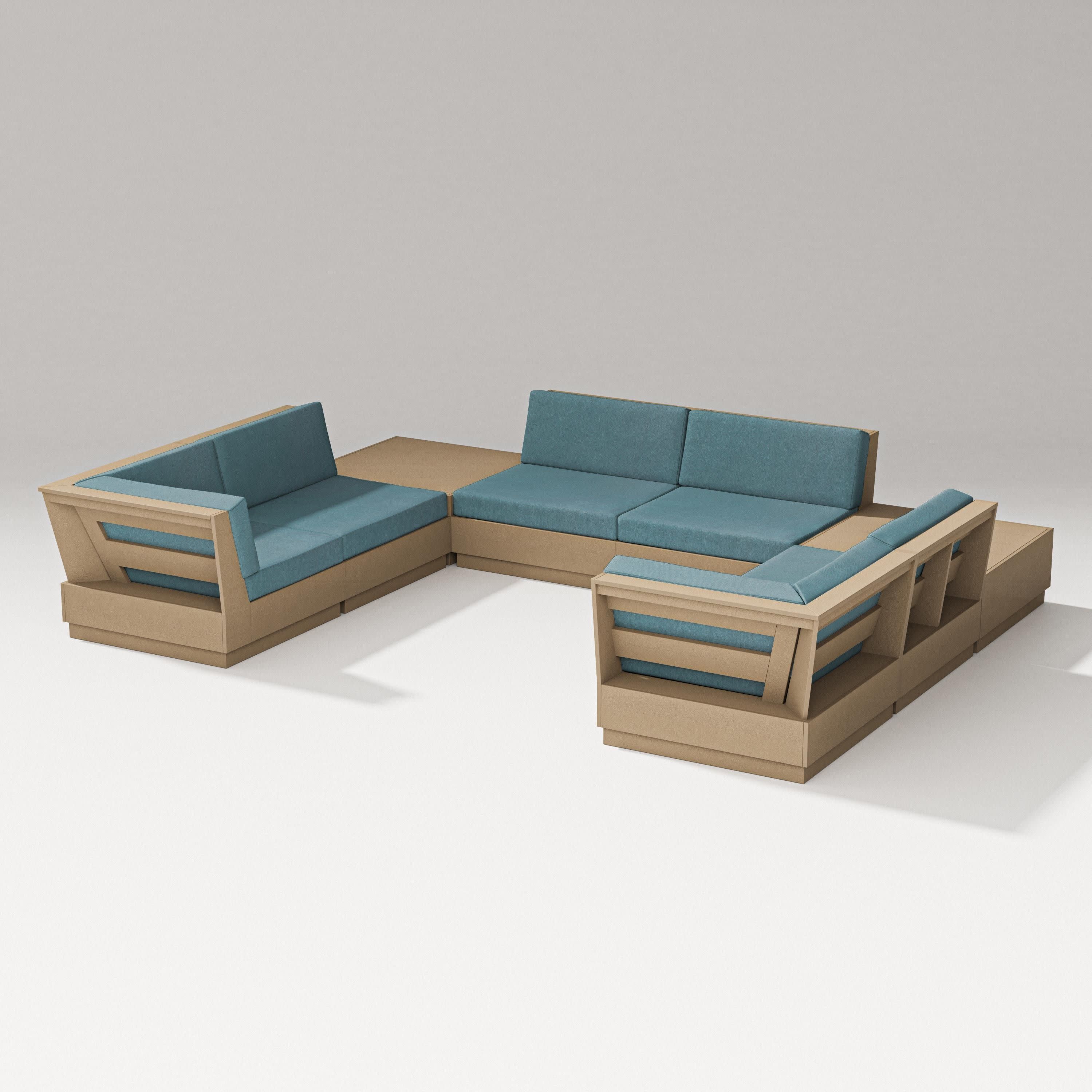 Elevate 8-Piece U-Shaped Sectional in Vintage Sahara / Ocean Teal