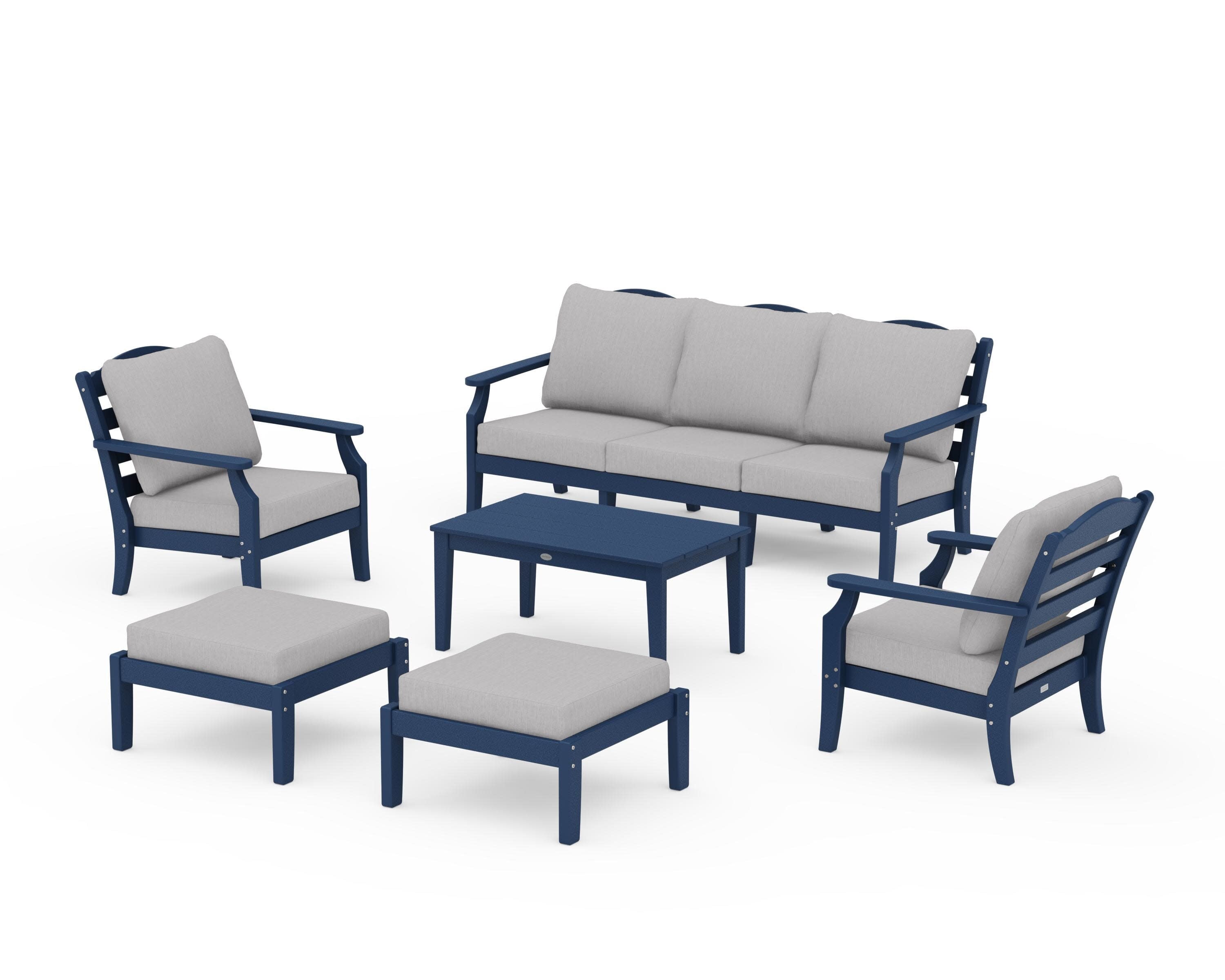 Savannah 6-Piece Lounge Sofa Set in Navy / Granite