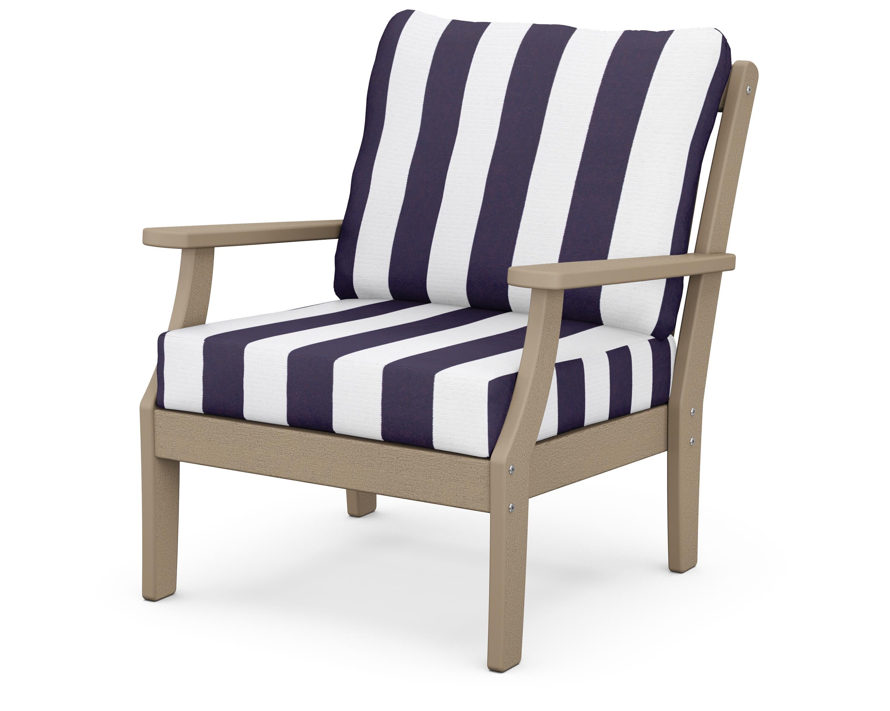Braxton Deep Seating Chair in Vintage Sahara / Cabana Stripe Navy