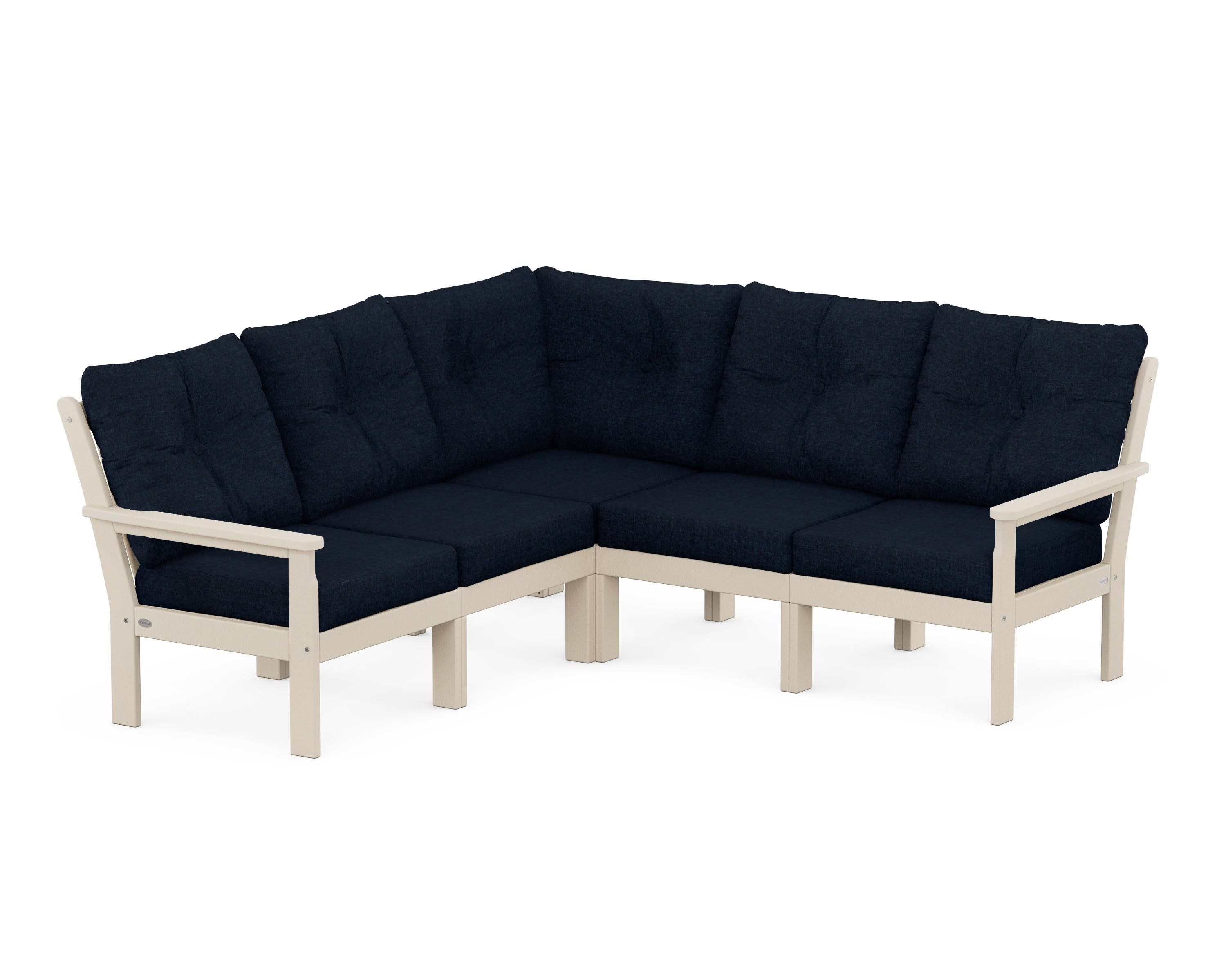 Vineyard 5-Piece Sectional in Sand / Marine Indigo
