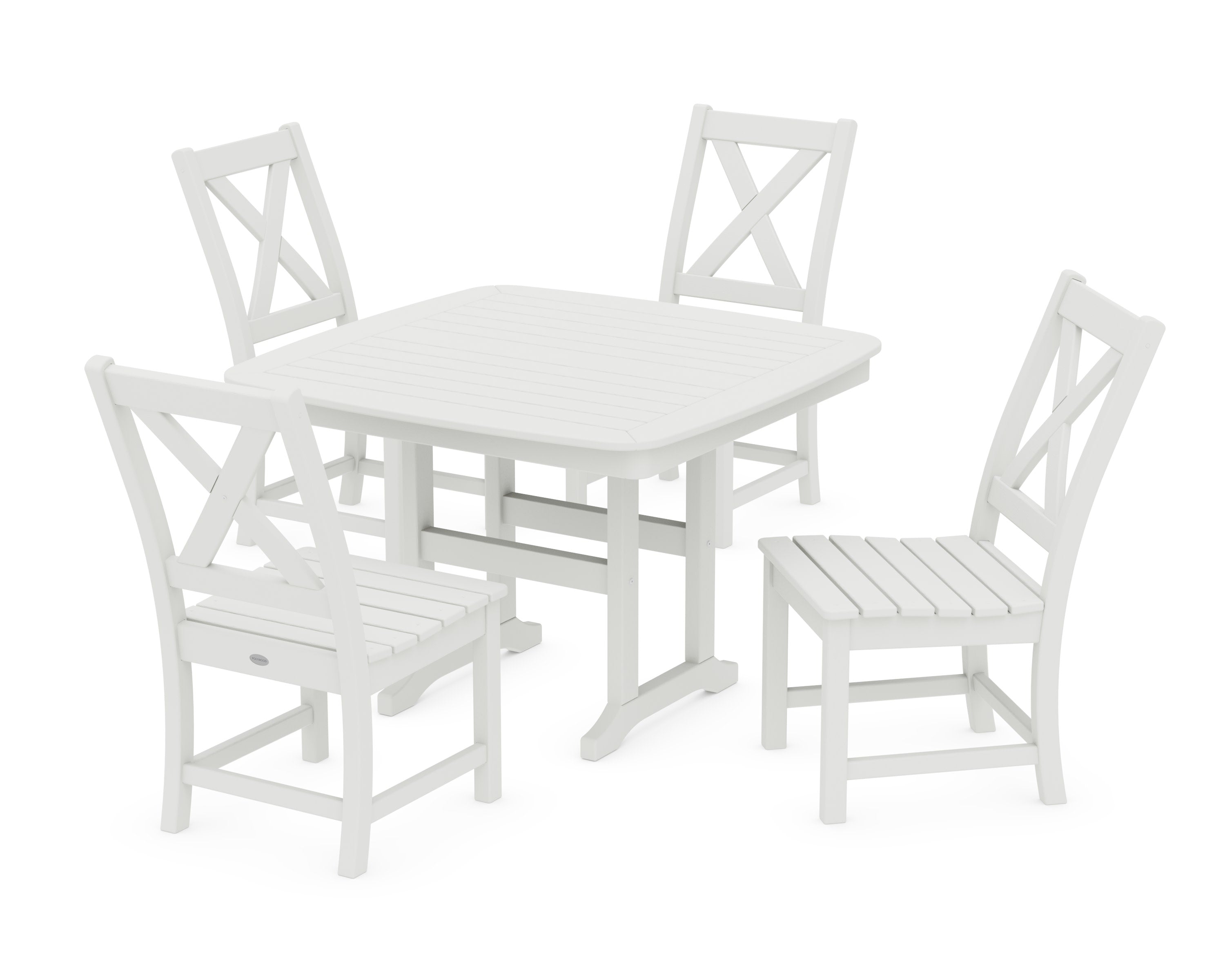 Braxton Side Chair 5-Piece Dining Set with Trestle Legs in Vintage White
