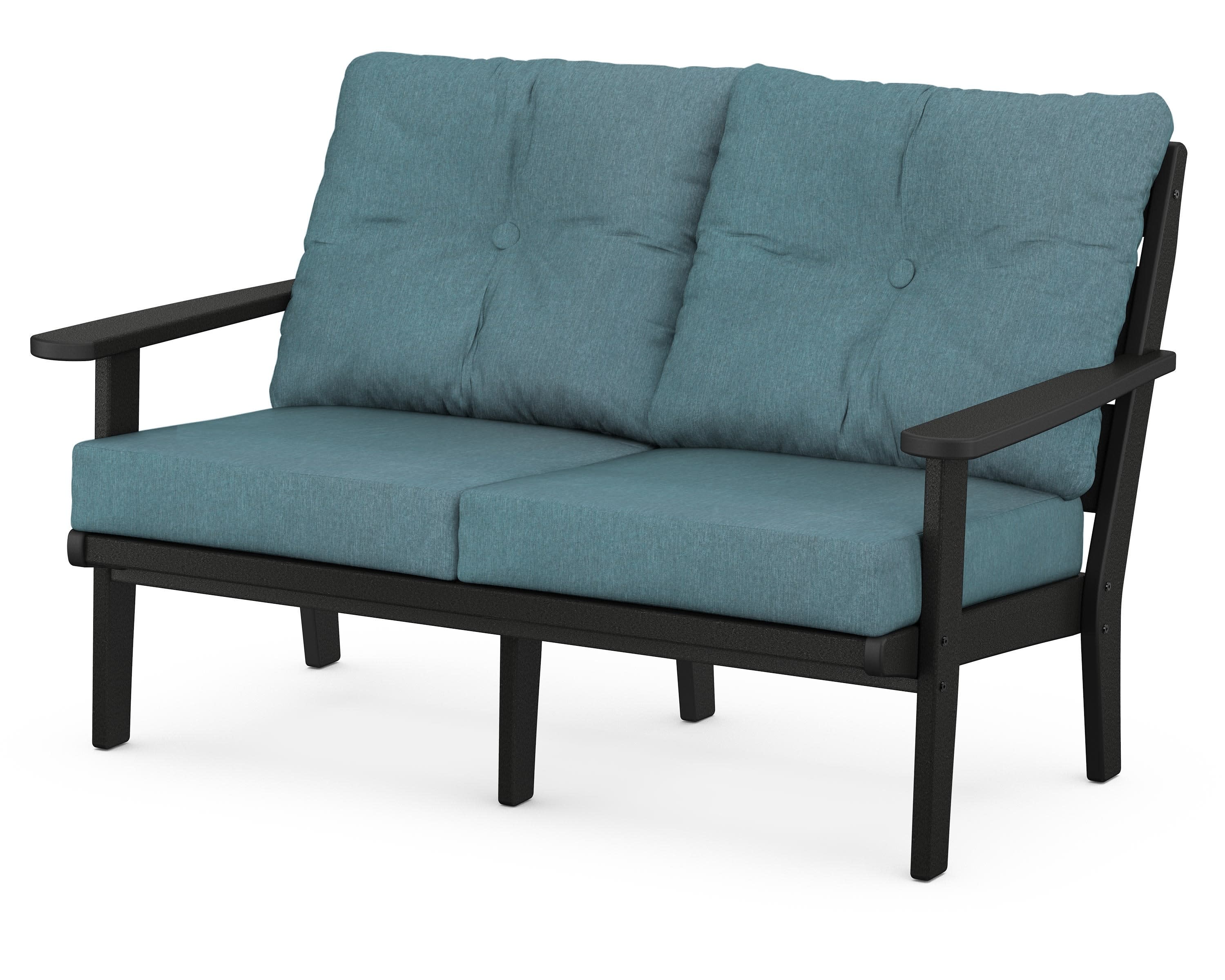 Lakeside Deep Seating Loveseat in Black / Ocean Teal