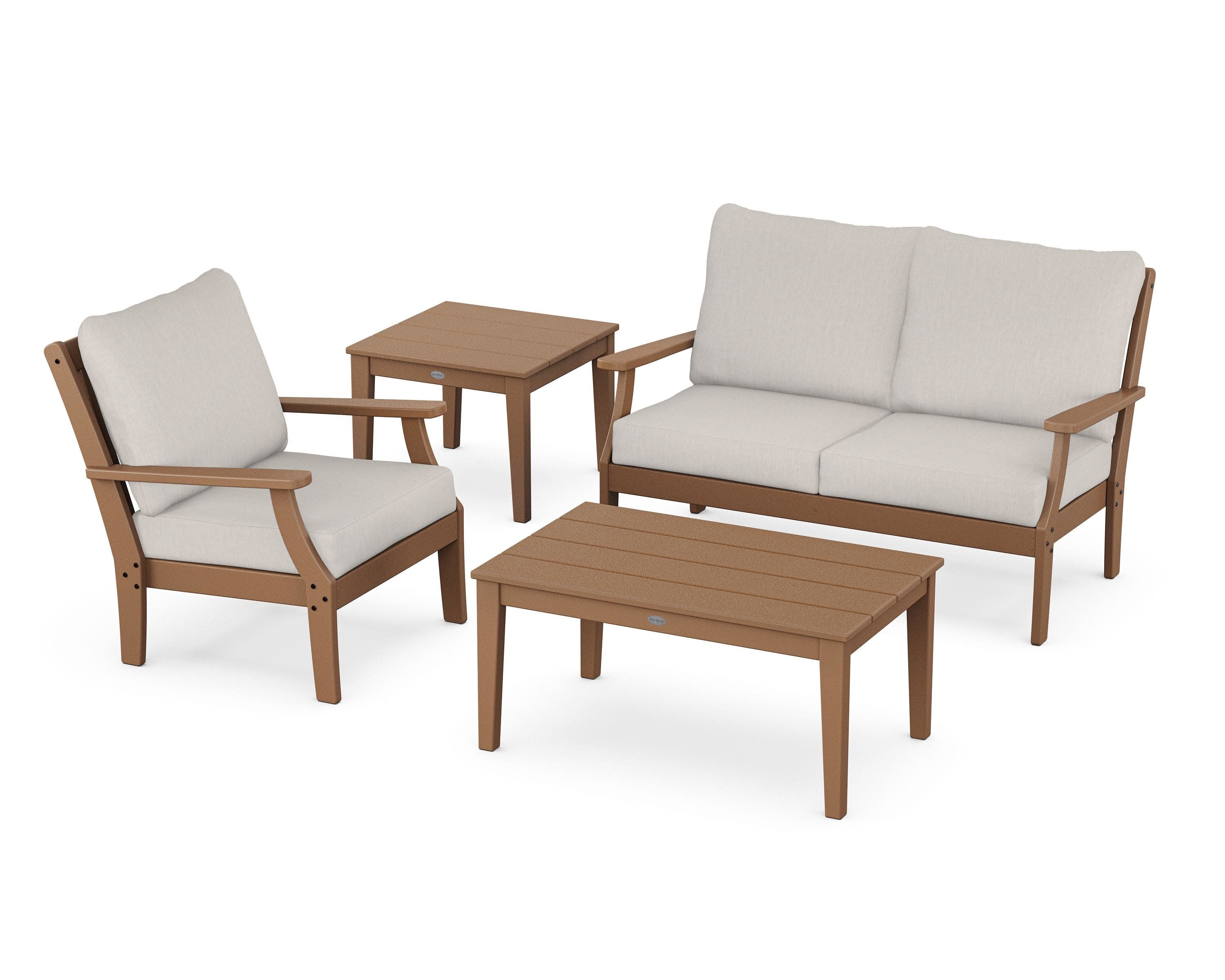 Braxton 4-Piece Deep Seating Set in Teak / Cast Ash
