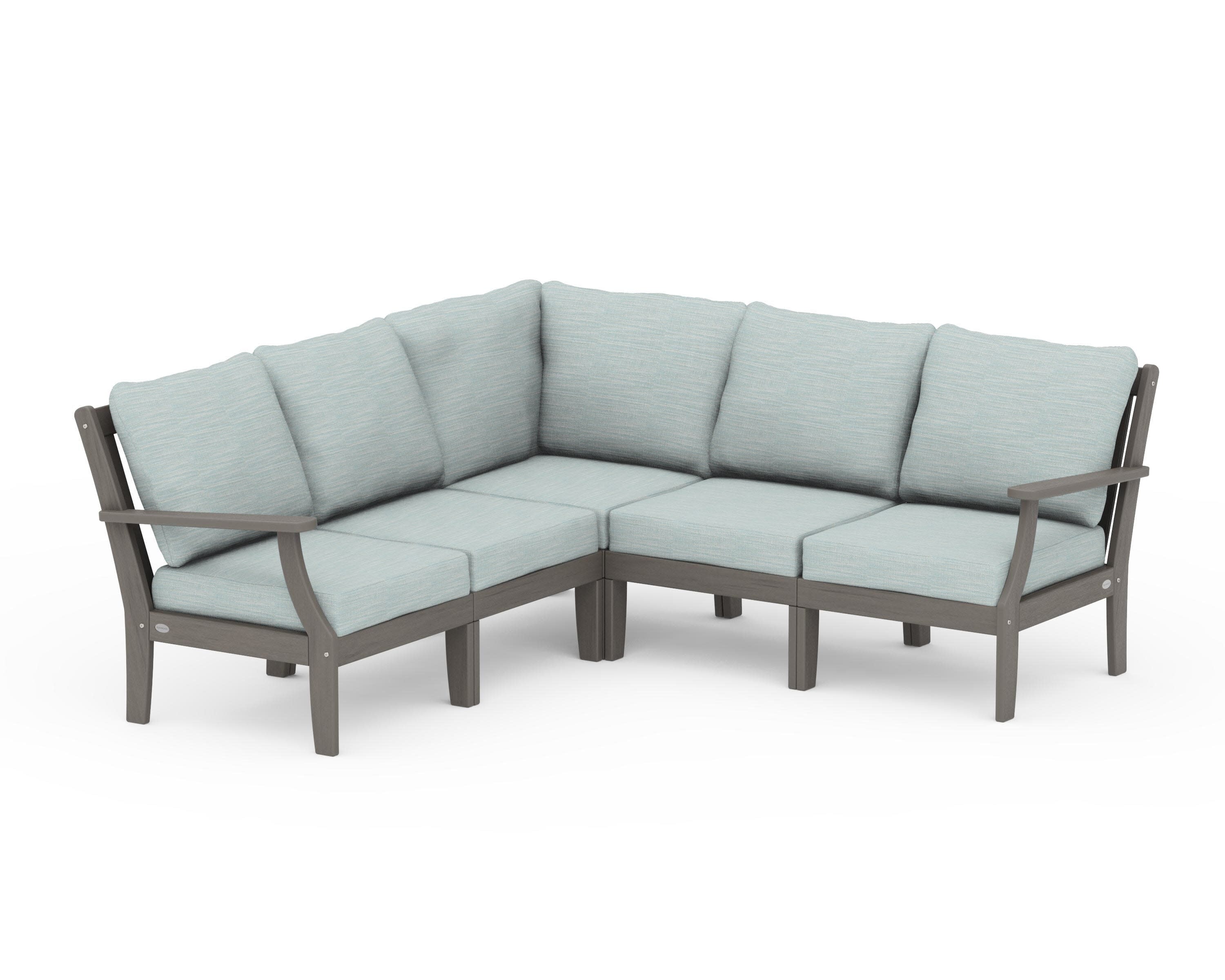 Braxton Modular 5-Piece Deep Seating Set in Driftwood / Soothe Mist