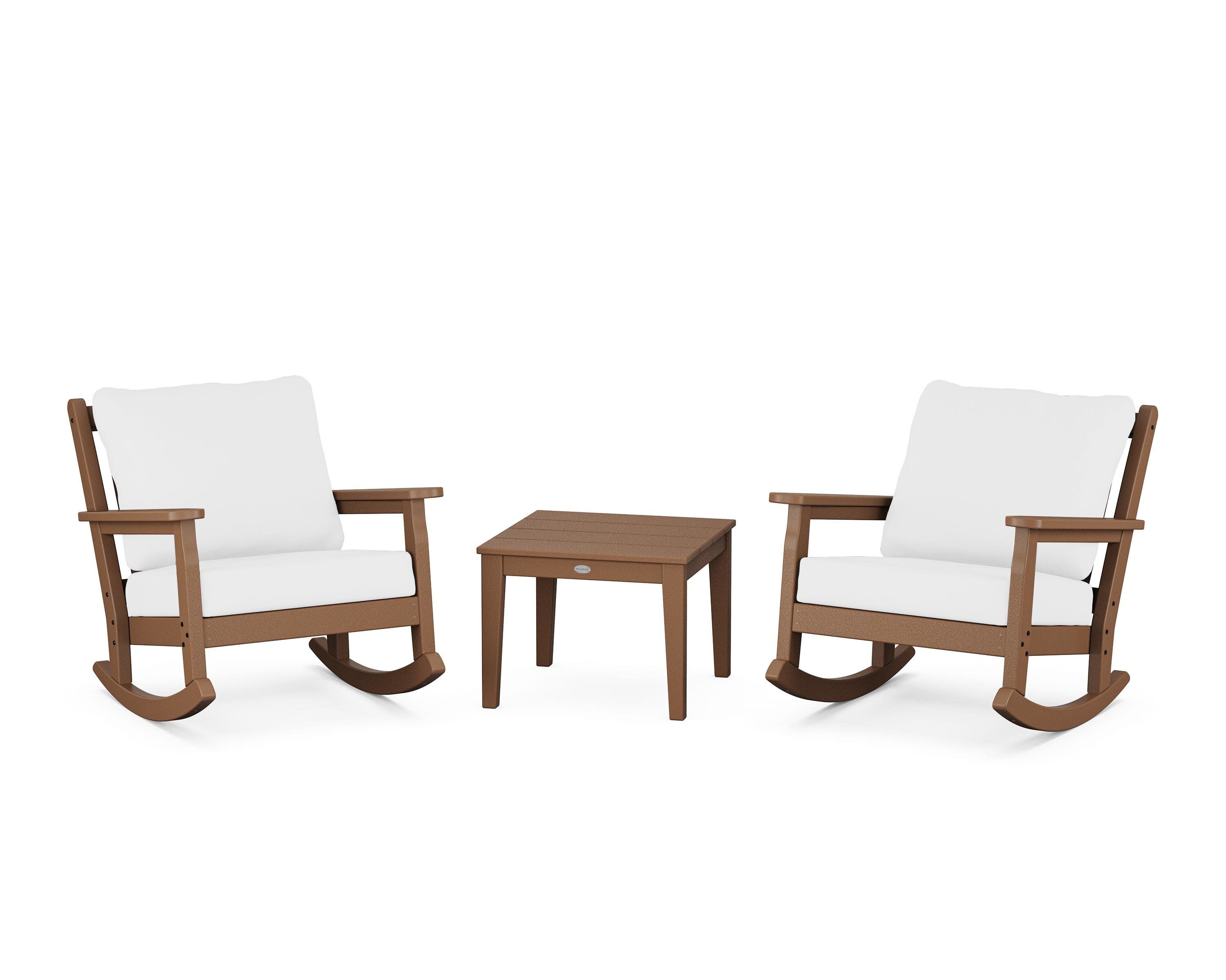 Chippendale 3-Piece Deep Seating Rocker Set in Teak / Natural