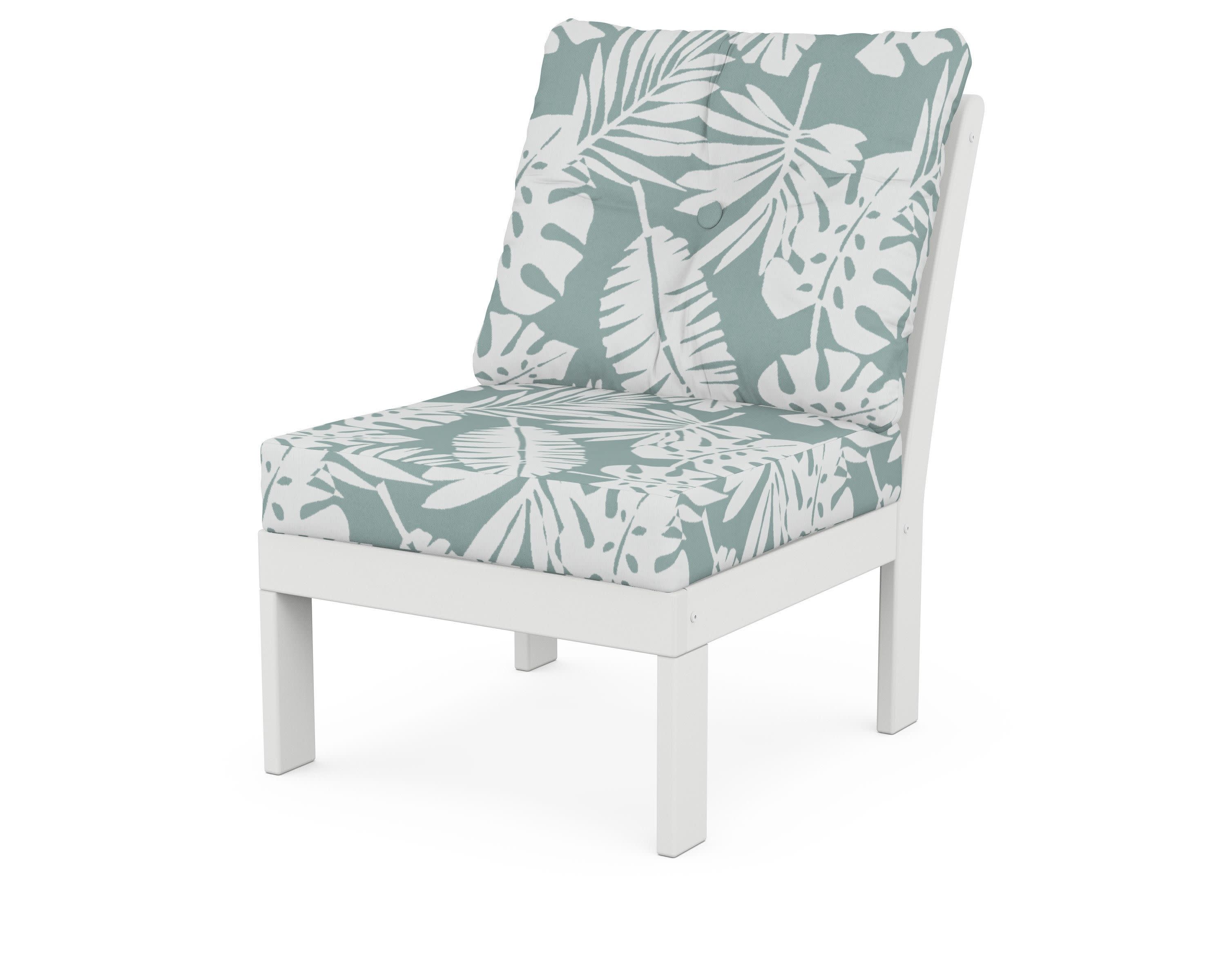 Vineyard Modular Armless Chair in White / Leaf Glacier Spa