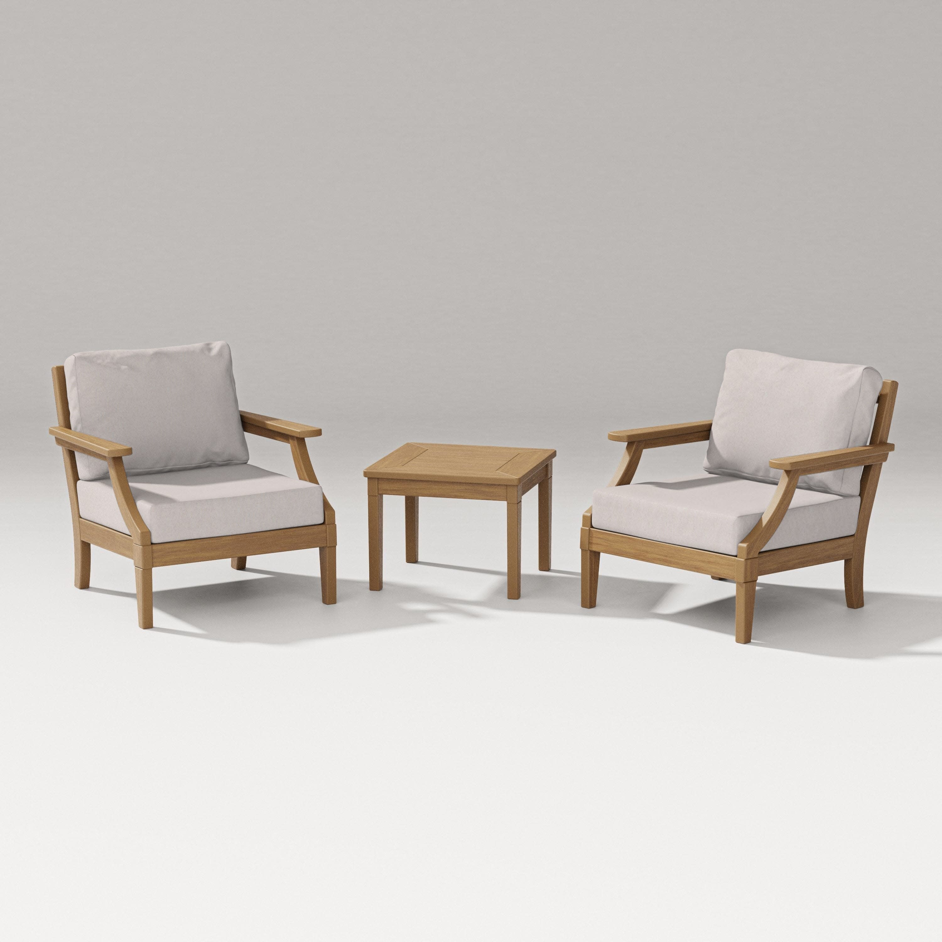 Estate 3-Piece Lounge Chair Set in Natural / Dune Burlap