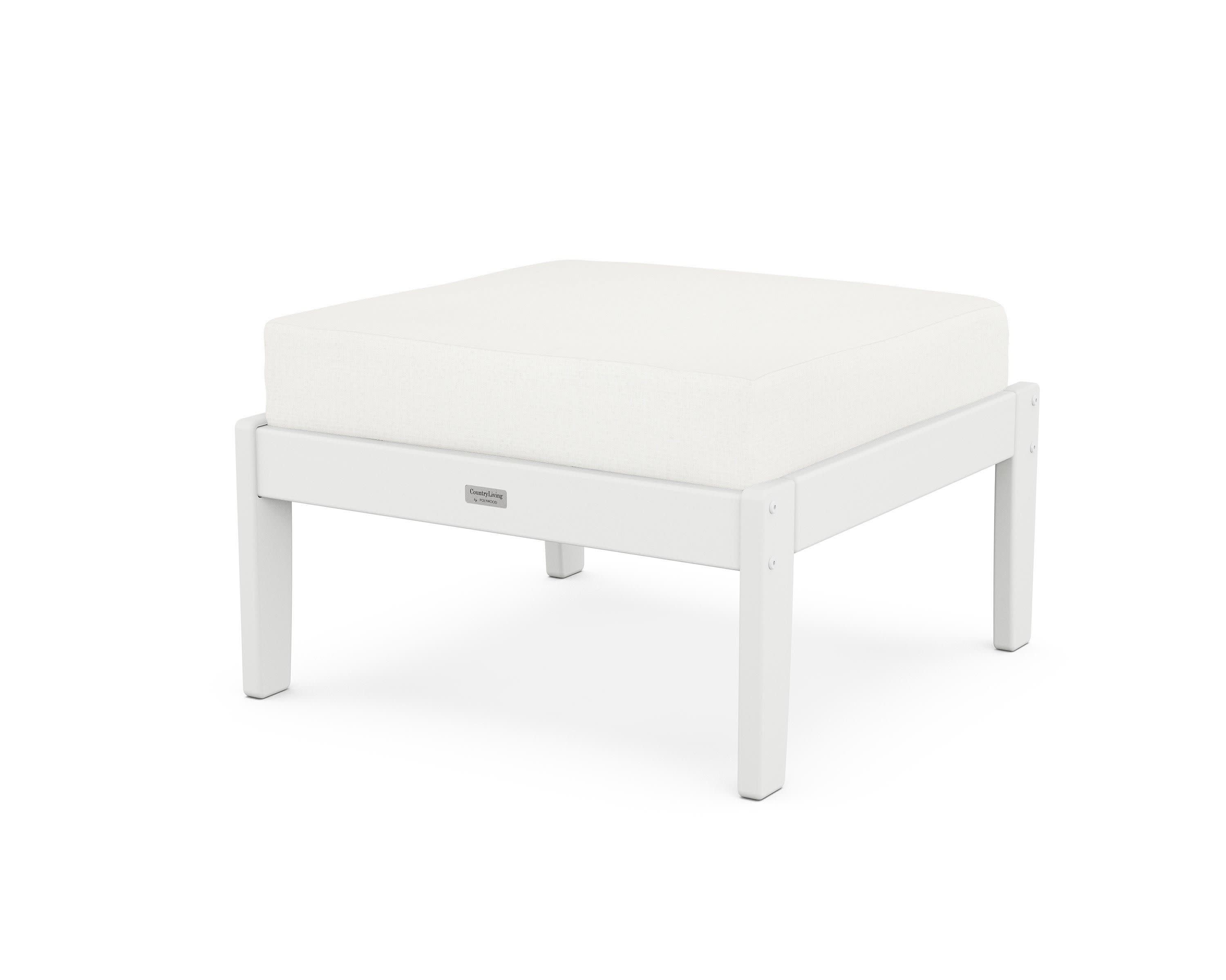 Cottage Deep Seating Ottoman in White / Natural Linen