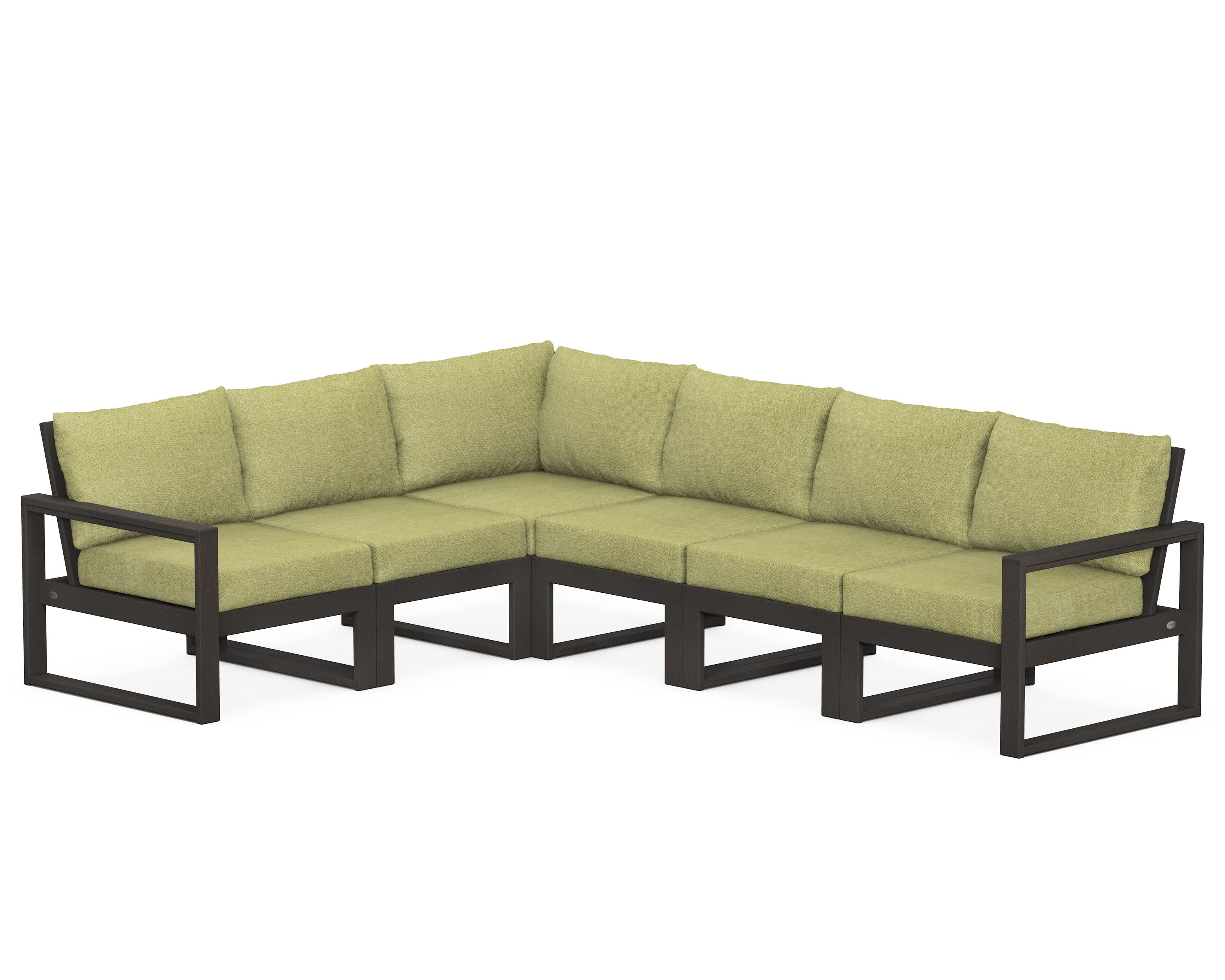 EDGE 6-Piece Modular Deep Seating Set in Vintage Coffee / Chartreuse Boucle