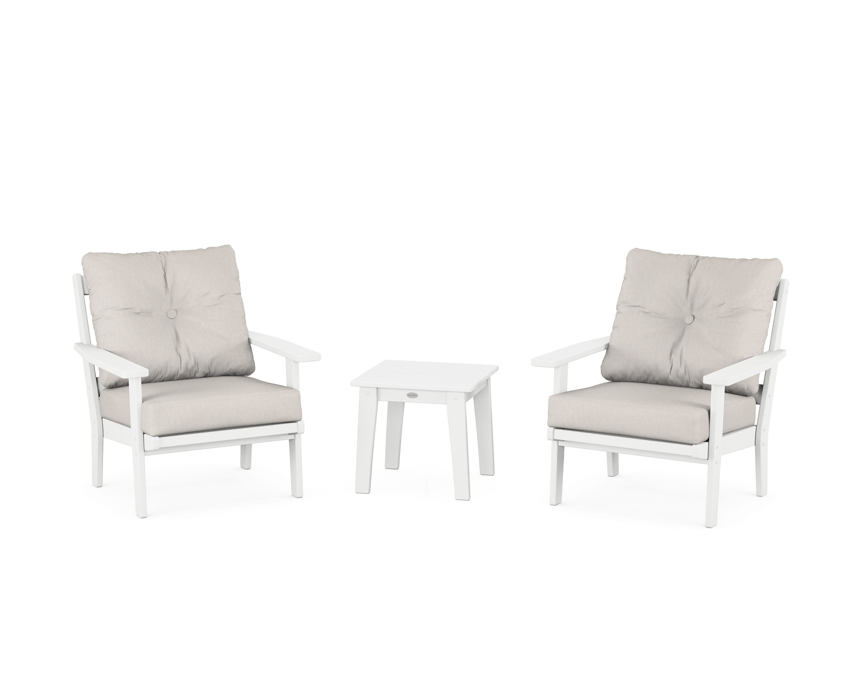 Oxford 3-Piece Deep Seating Set in White / Cast Ash