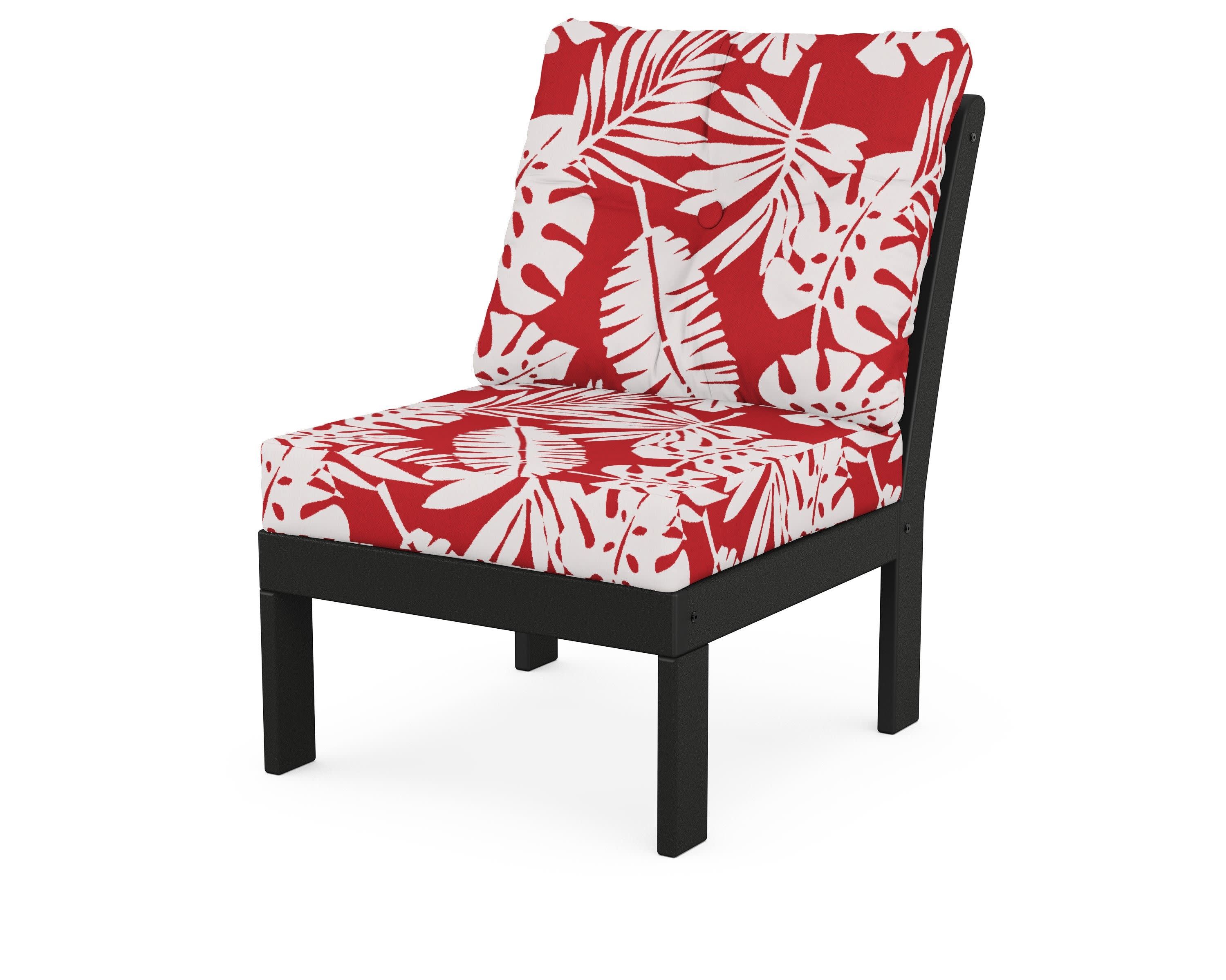 Vineyard Modular Armless Chair in Black / Leaf Crimson