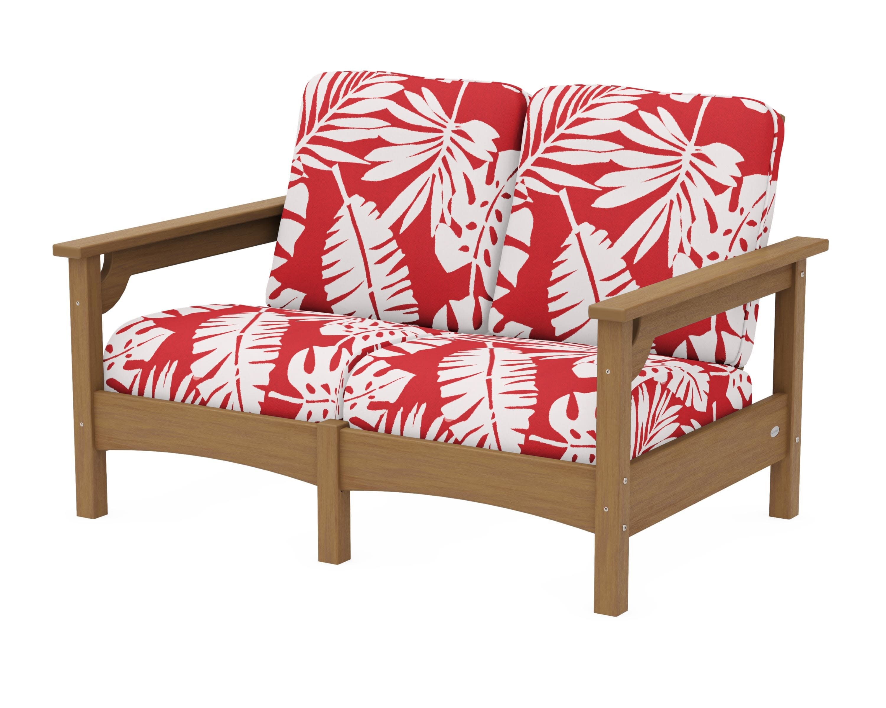 Club Loveseat in Natural / Leaf Crimson