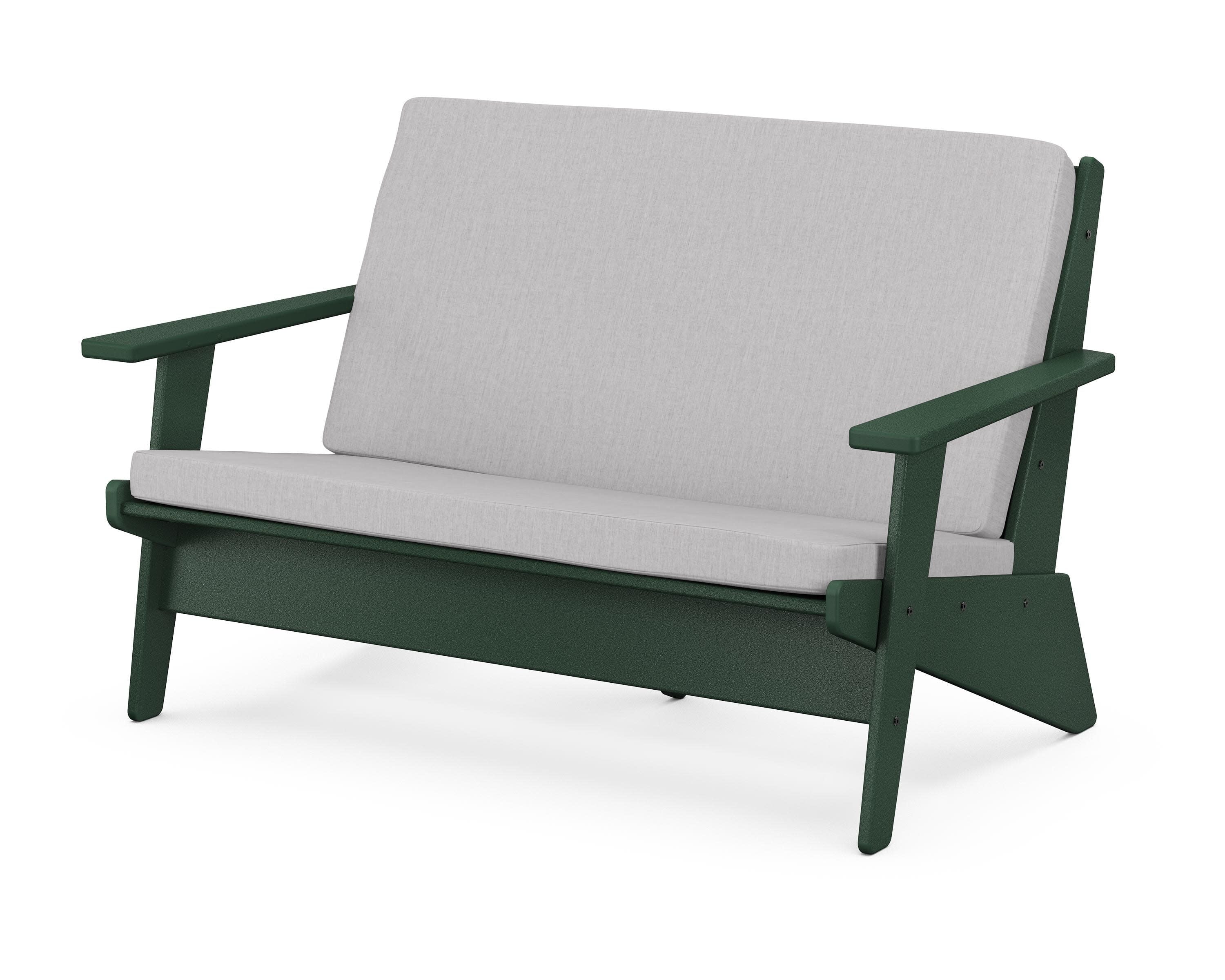 Riviera Modern Lounge Loveseat in Green / Granite