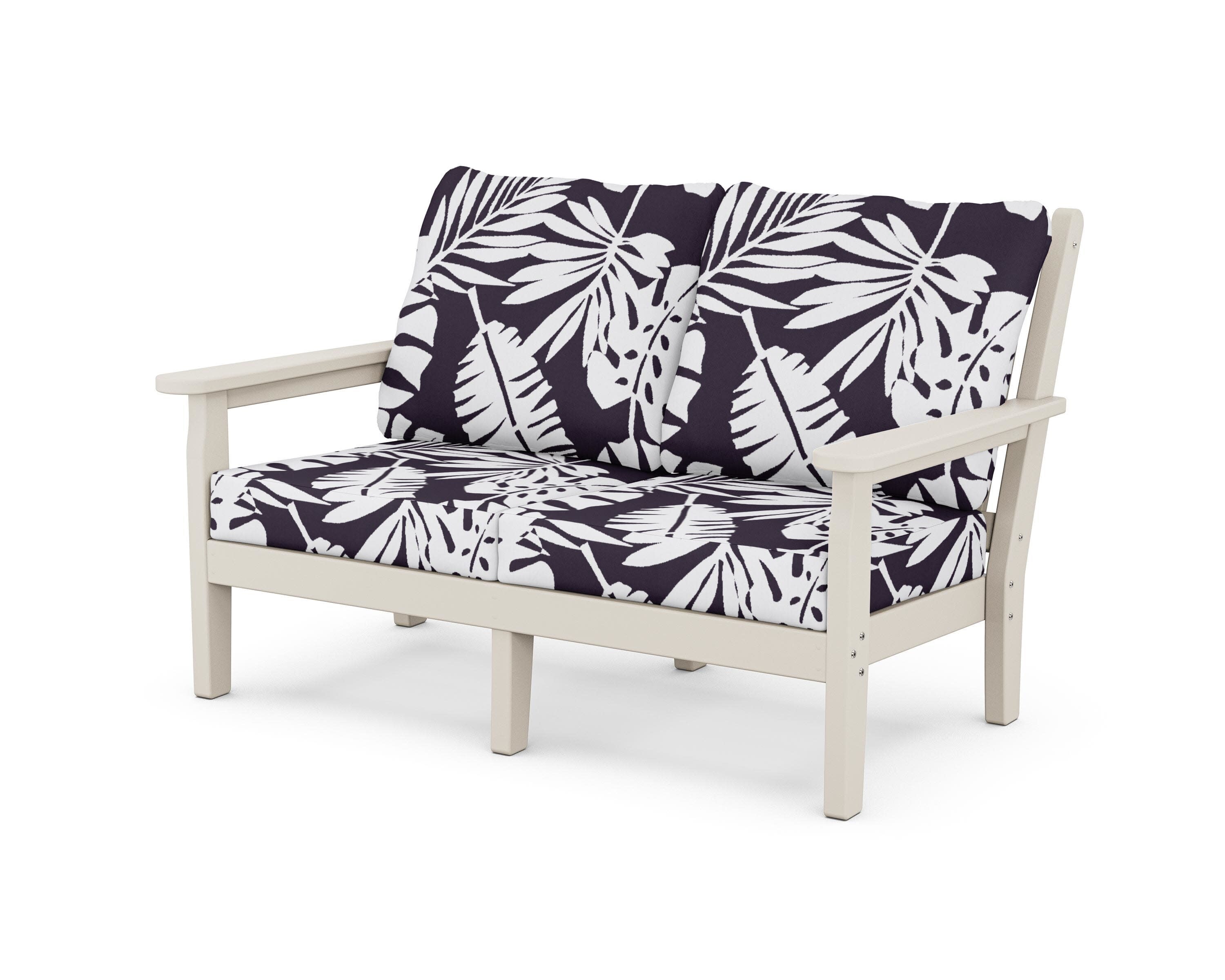 Chippendale Deep Seating Loveseat in Sand / Leaf Navy