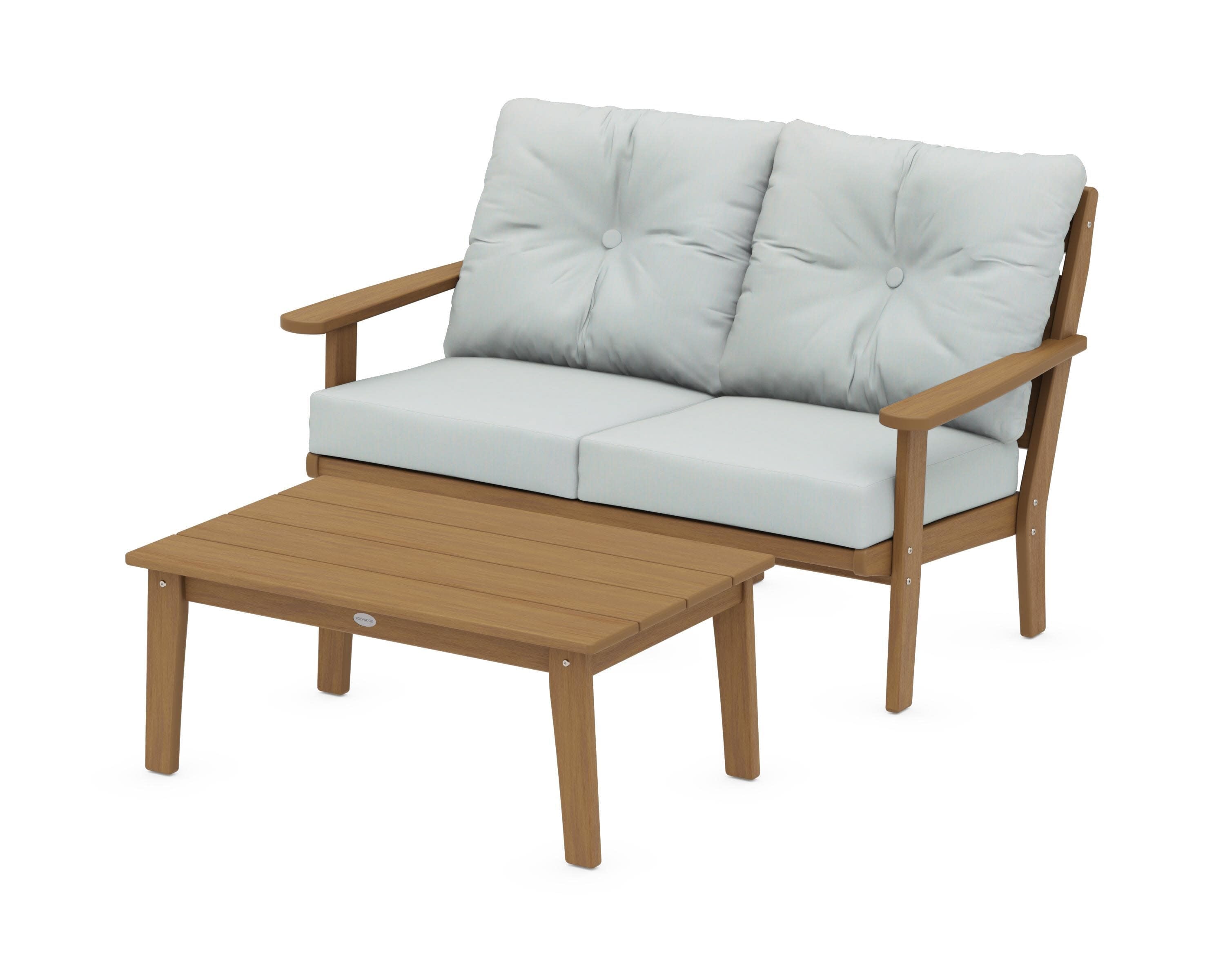 Lakeside 2-Piece Lounge Loveseat Set in Natural / Spa