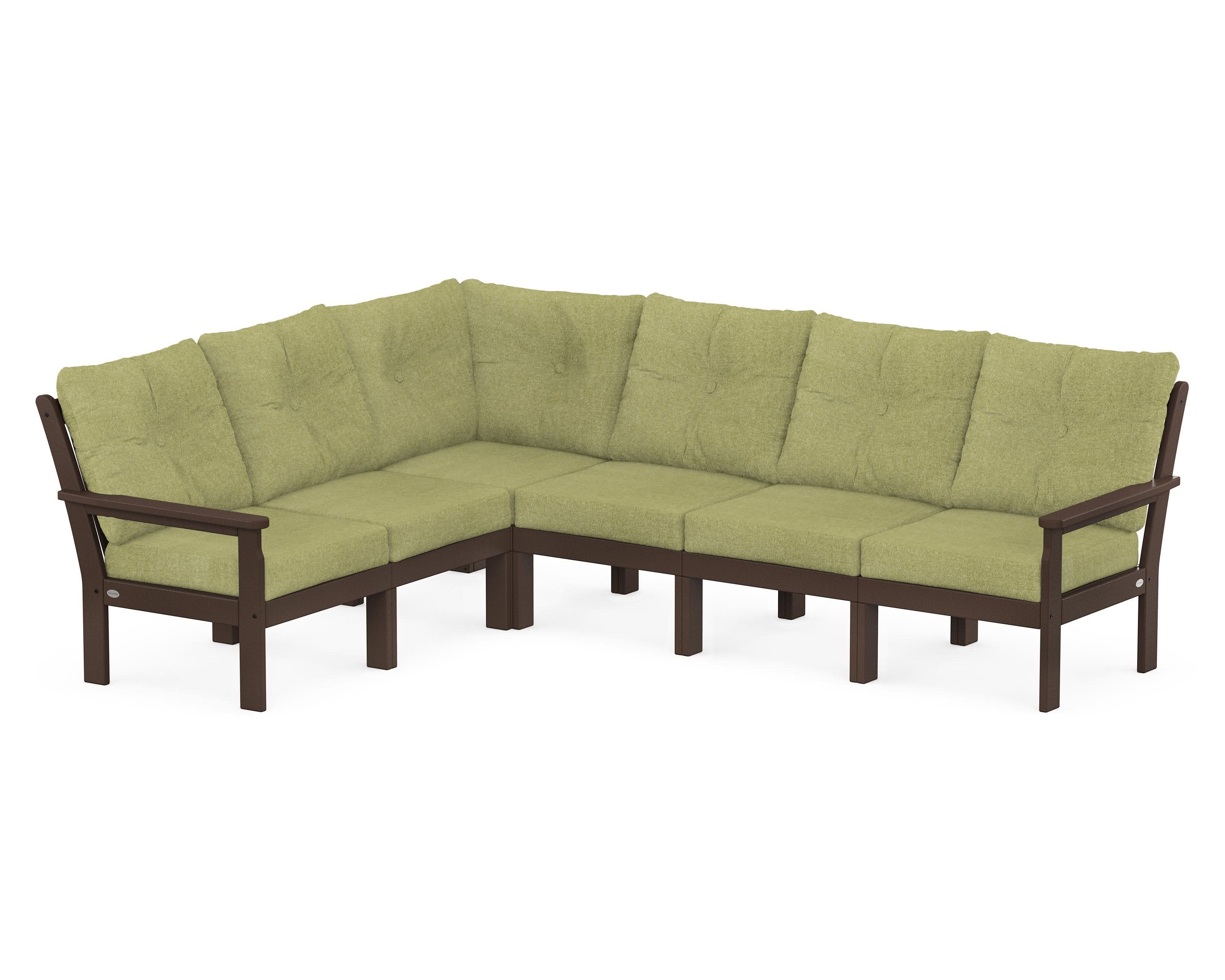 Vineyard 6-Piece Sectional in Mahogany / Chartreuse Boucle