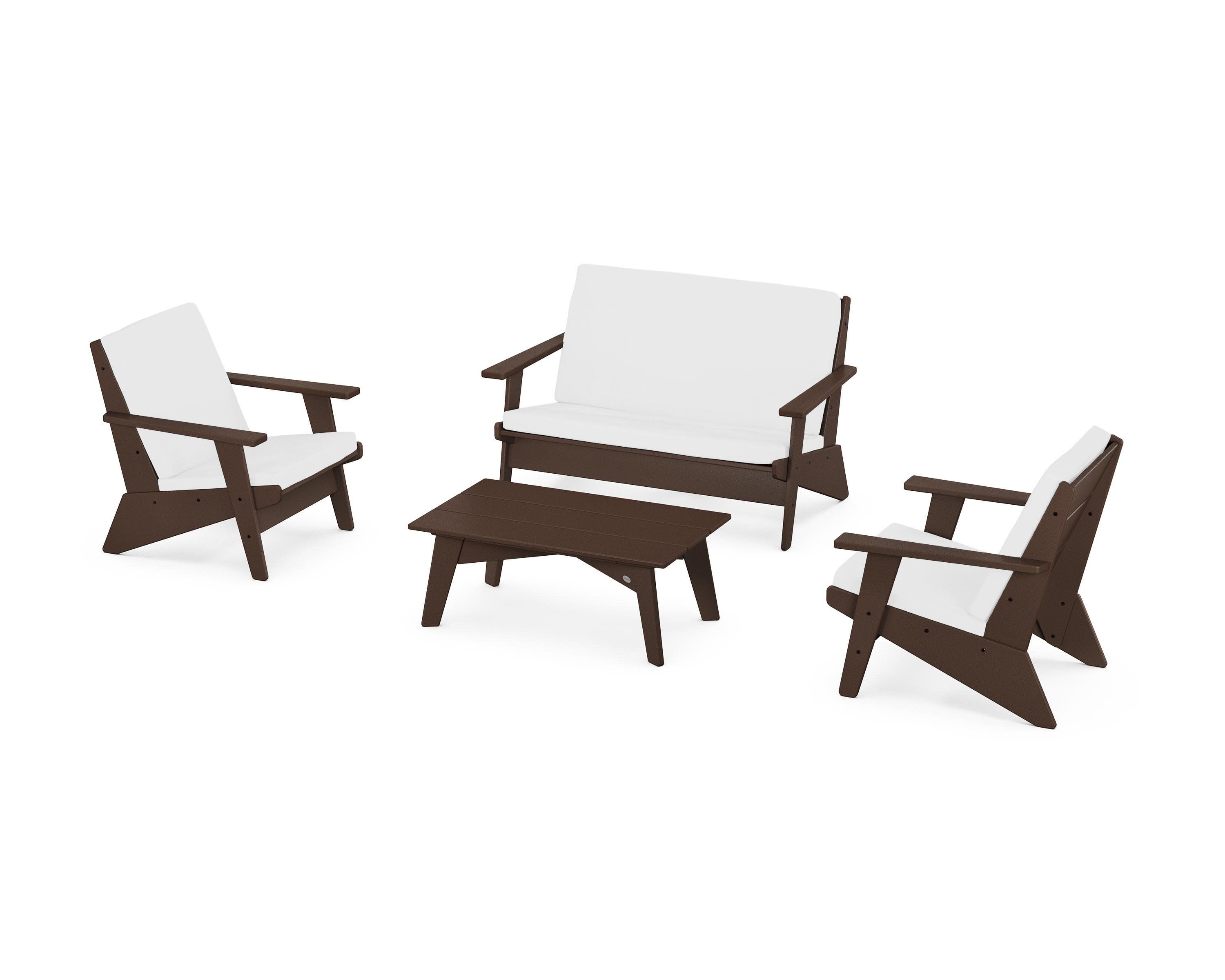 Riviera Modern Lounge 4-Piece Set in Mahogany / Natural