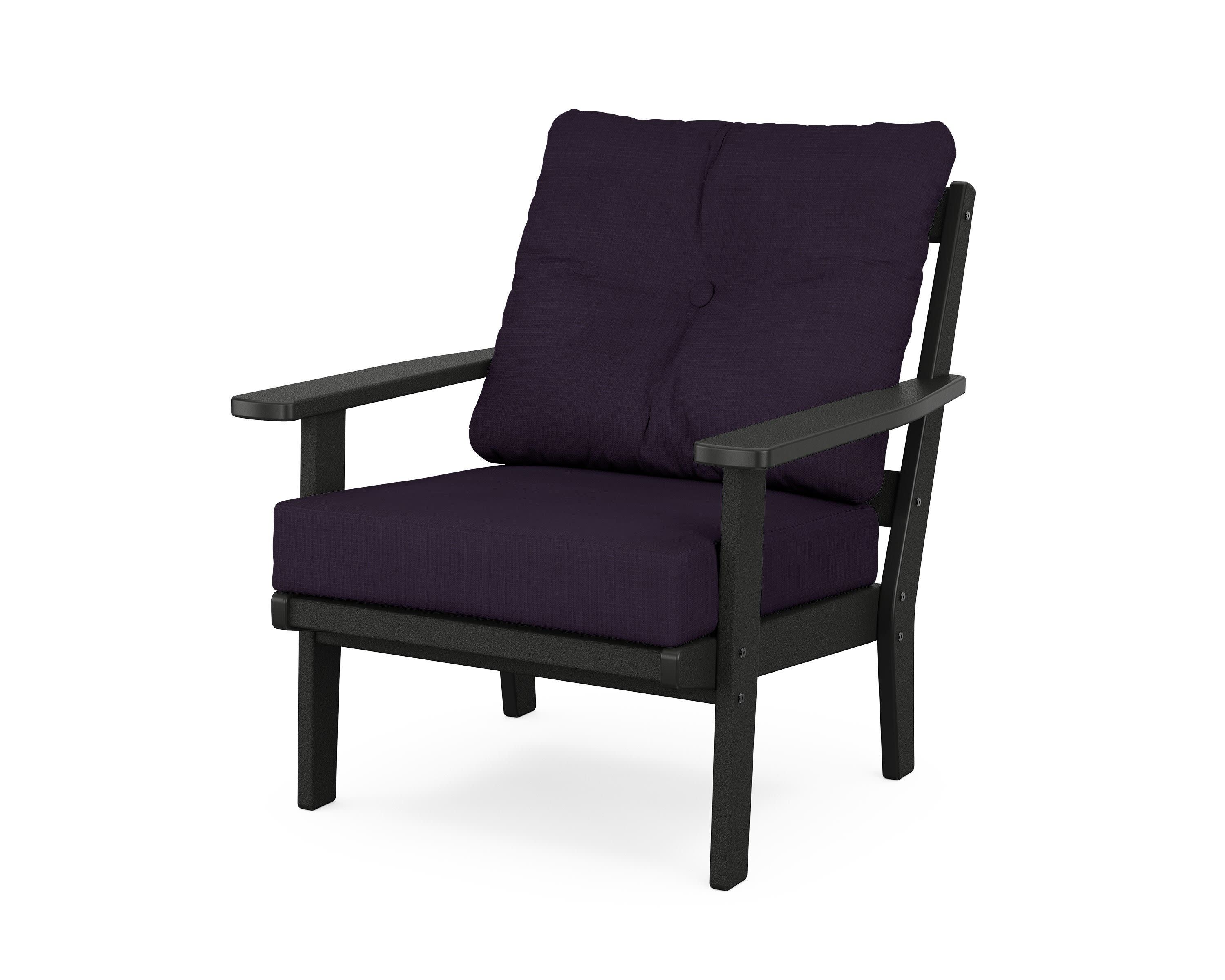 Oxford Deep Seating Chair in Black / Navy Linen
