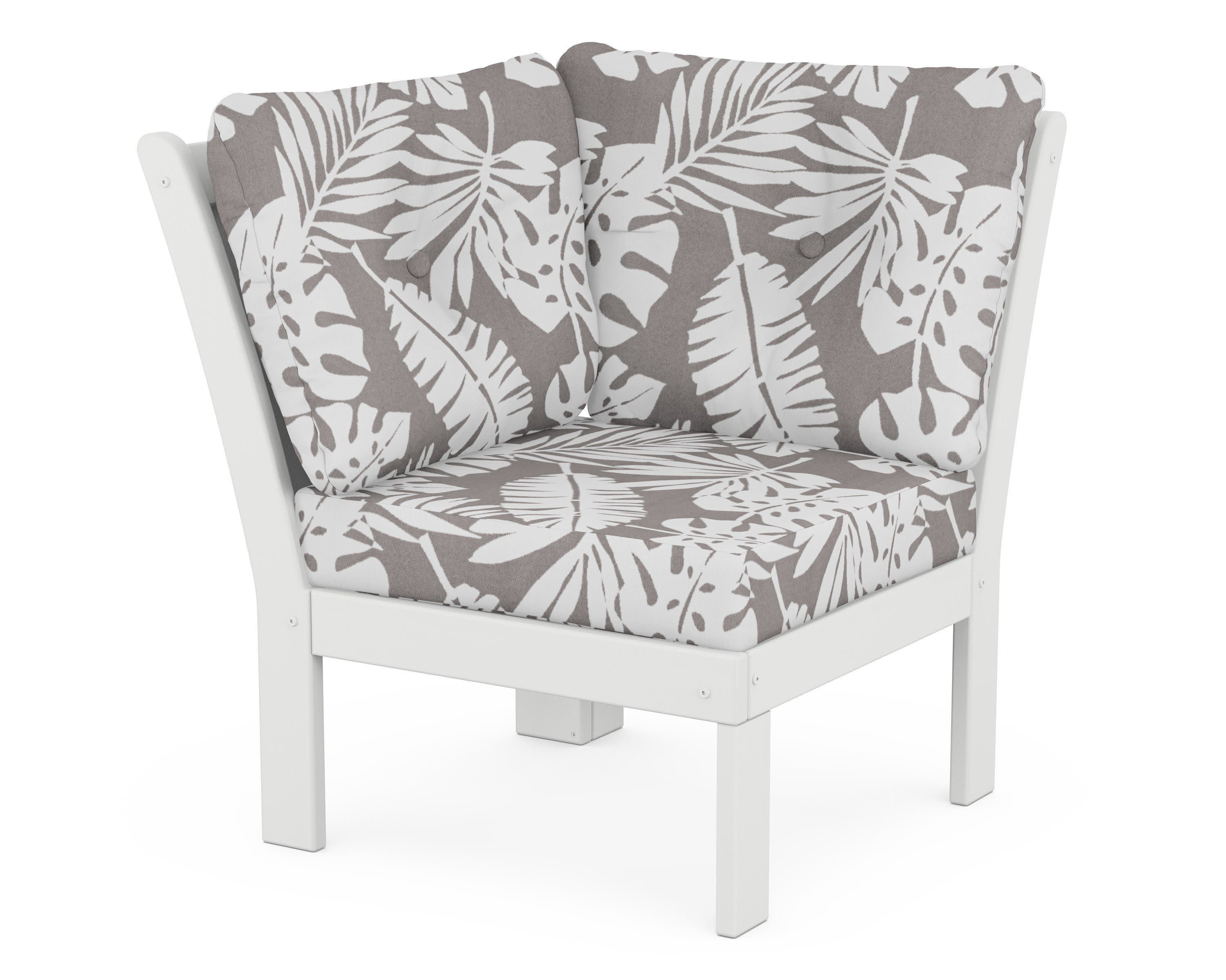 Vineyard Modular Corner Chair in White / Leaf Grey Mist