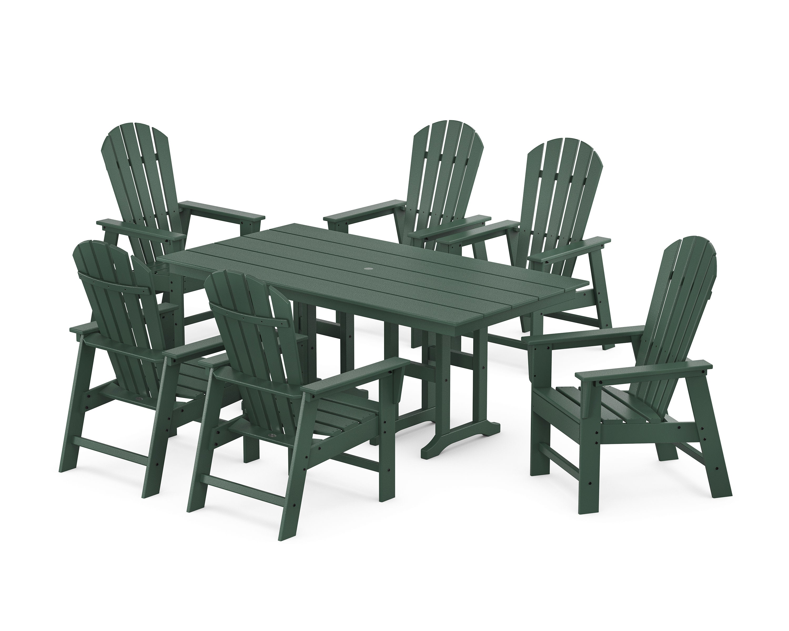 South Beach 7-Piece Farmhouse Dining Set in Green