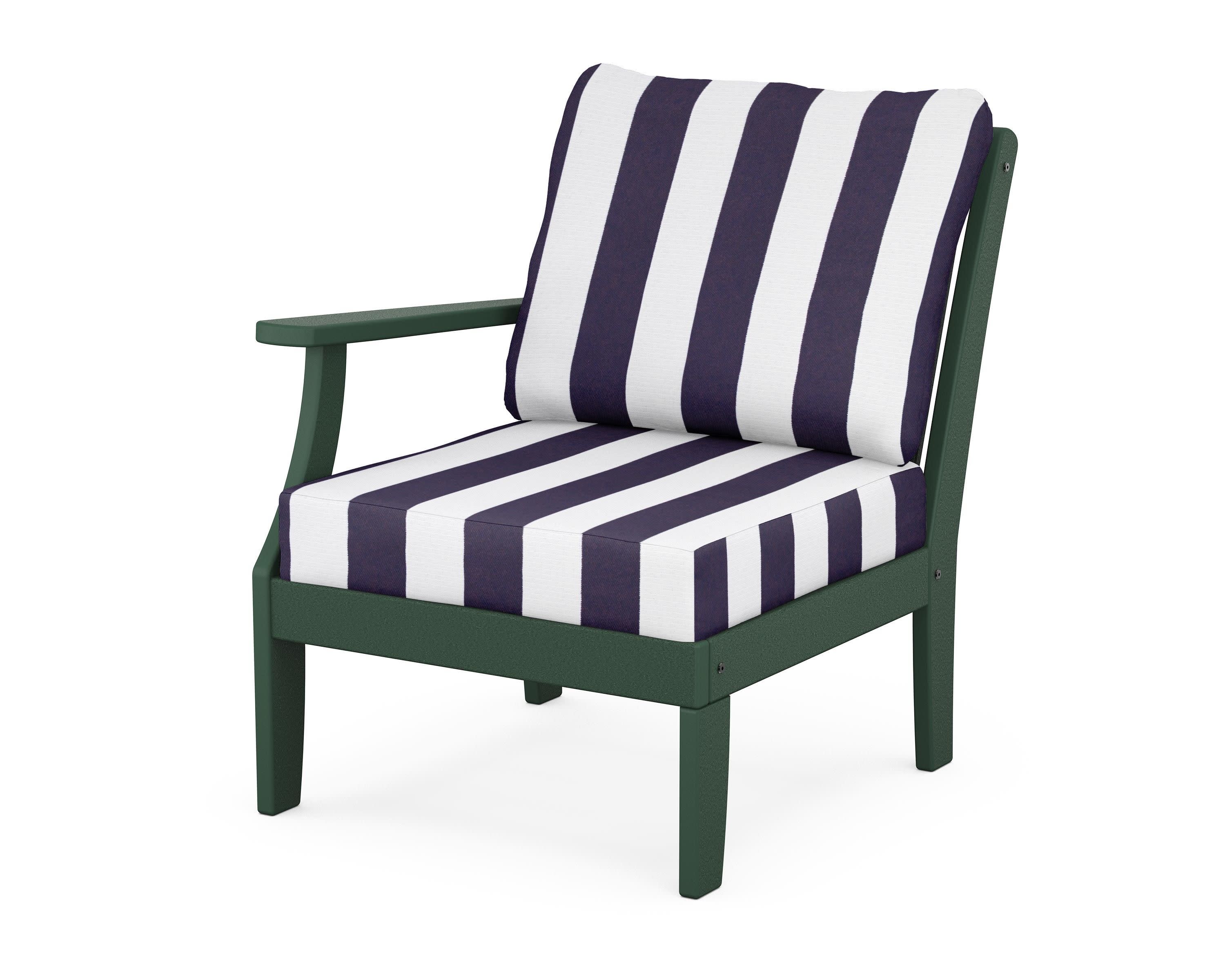 Braxton Modular Left Arm Chair in Green / Cabana Stripe Navy