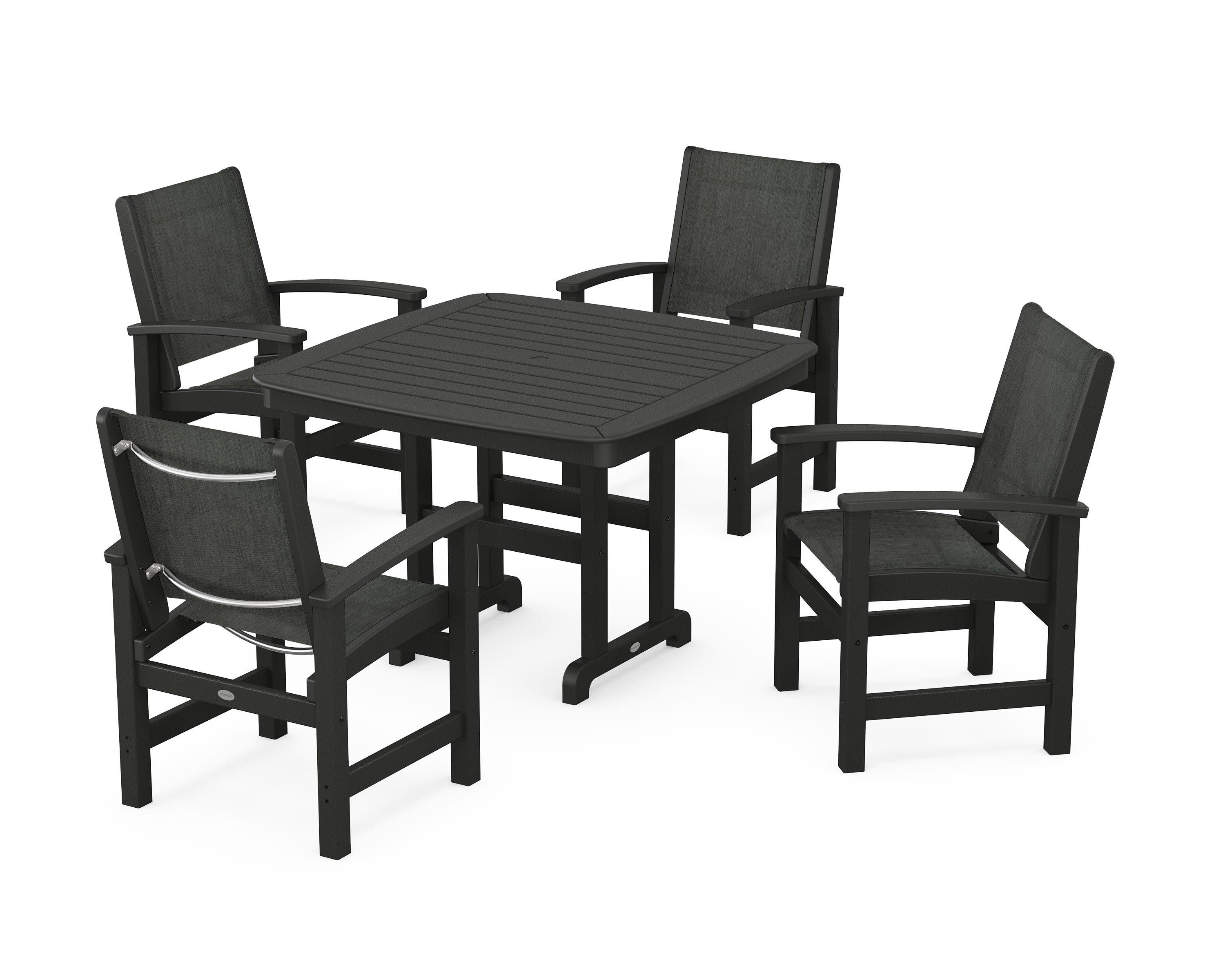Coastal 5-Piece Dining Set in Black / Ember Sling