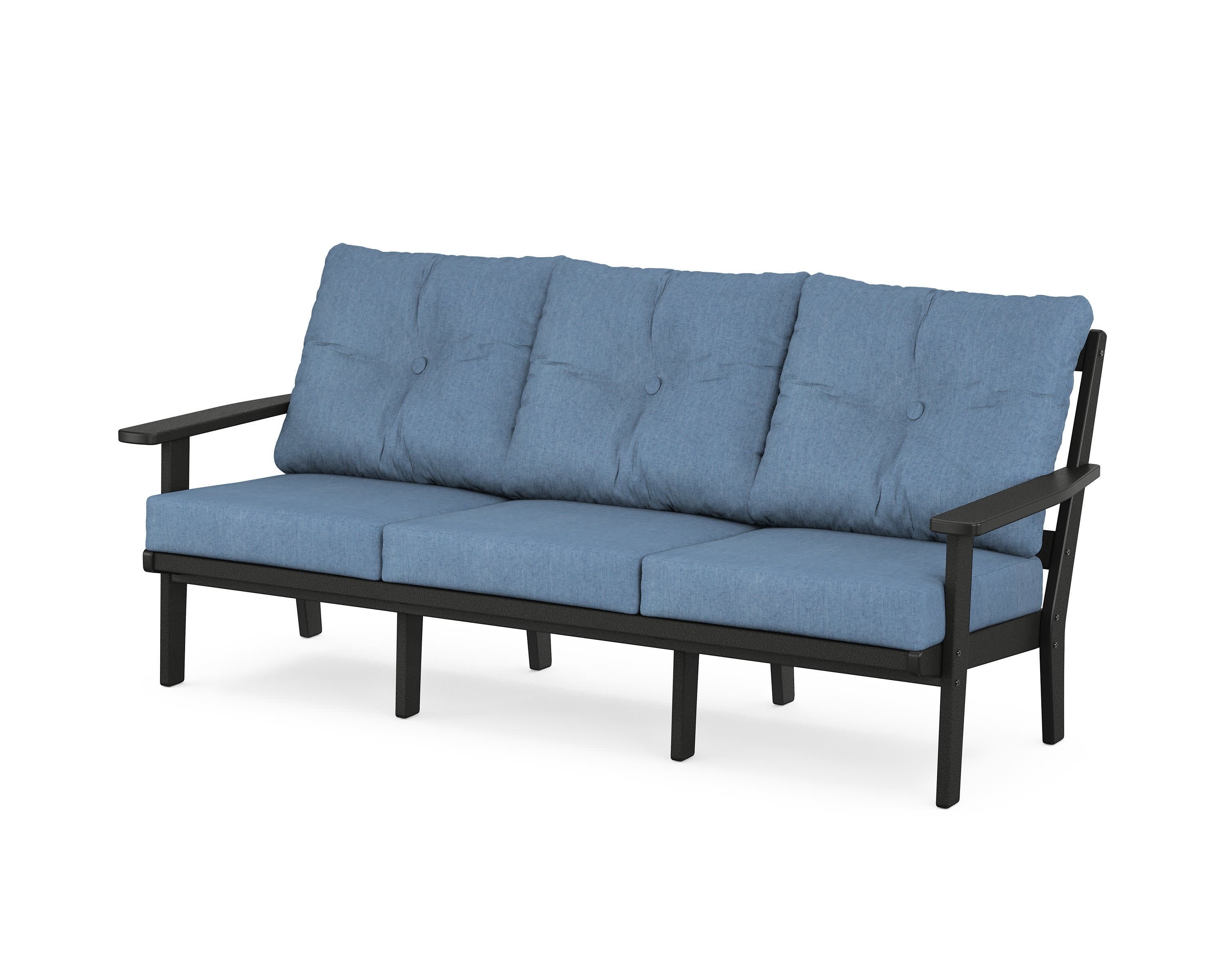 Oxford Deep Seating Sofa in Black / Sky Blue