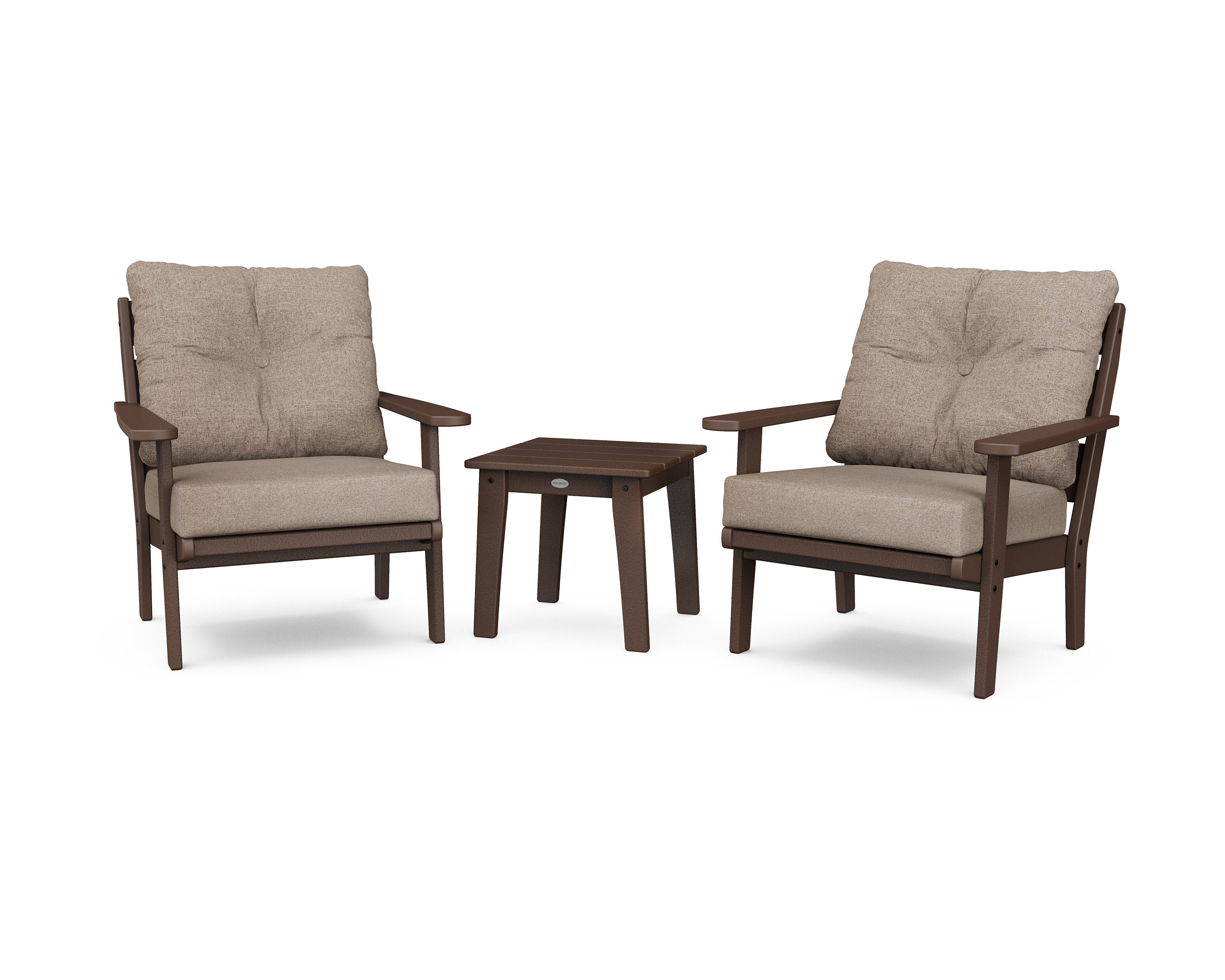 Lakeside 3-Piece Deep Seating Chair Set in Mahogany / Spiced Burlap