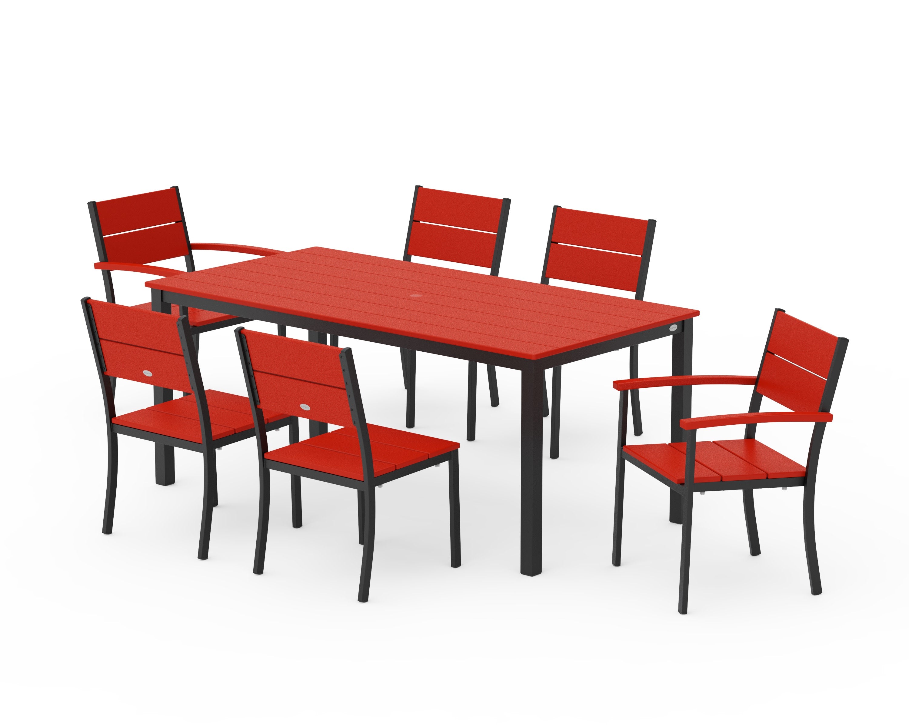 Main Street 7-Piece Dining Set in Black / Sunset Red
