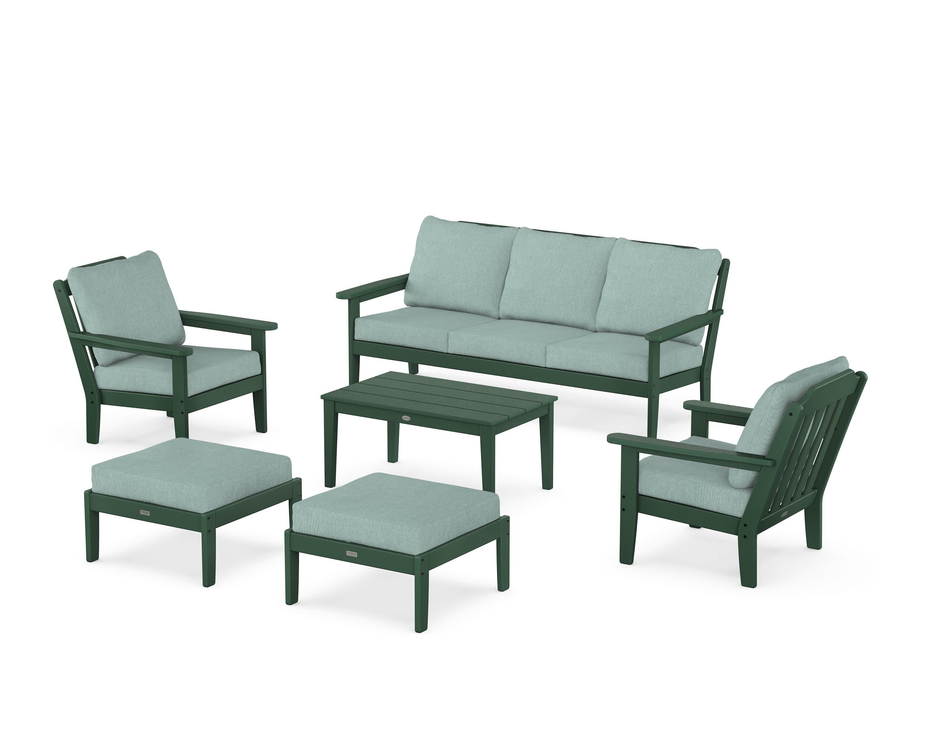 Cottage 6-Piece Lounge Sofa Set in Green / Glacier Spa