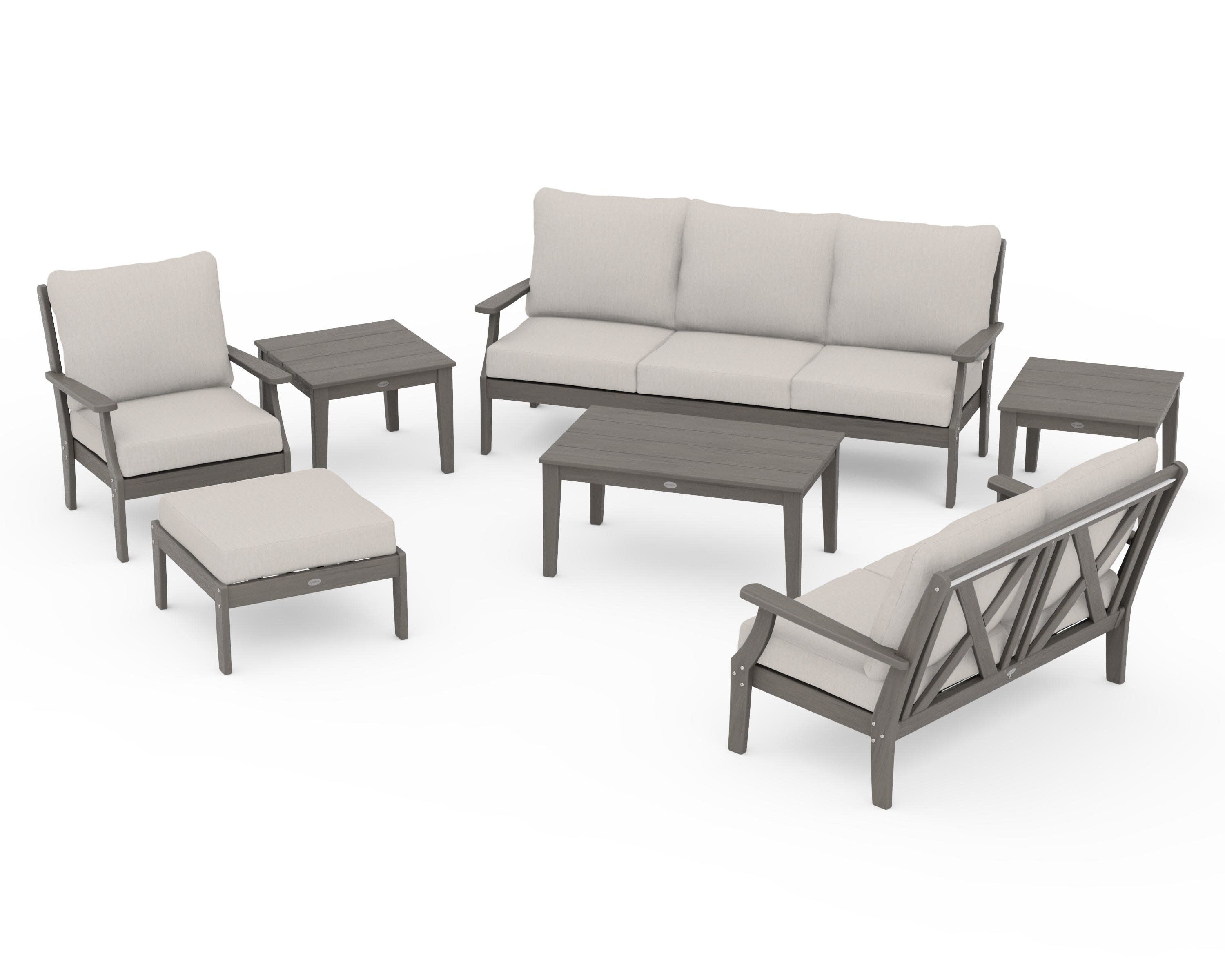 Braxton 7-Piece Deep Seating Set in Driftwood / Cast Ash