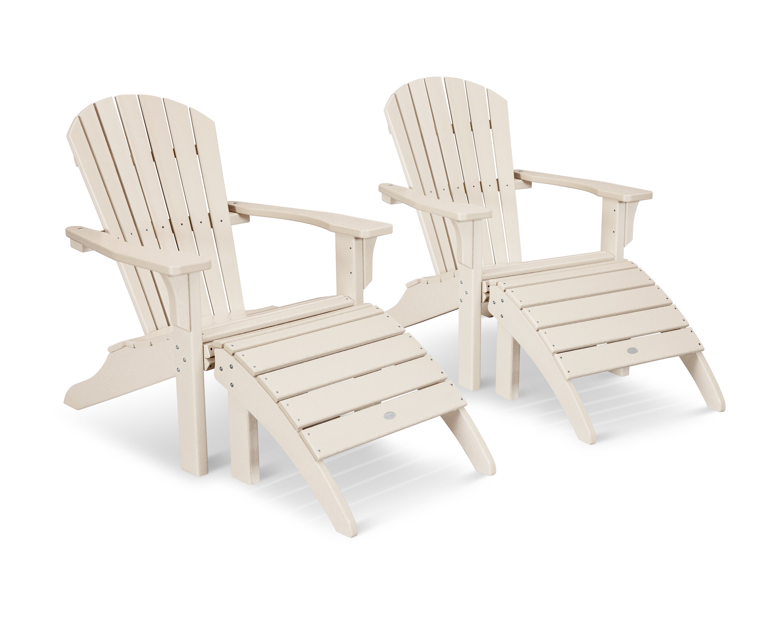 Seashell Adirondack Set with Ottomans in Sand