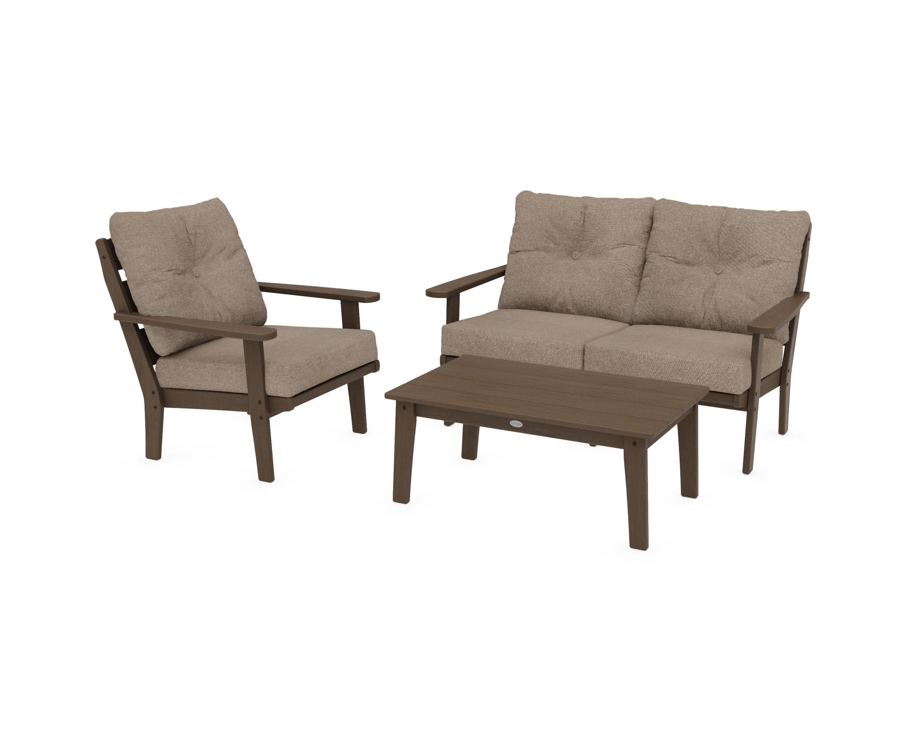 Lakeside 3-Piece Deep Seating Set in Kona / Spiced Burlap