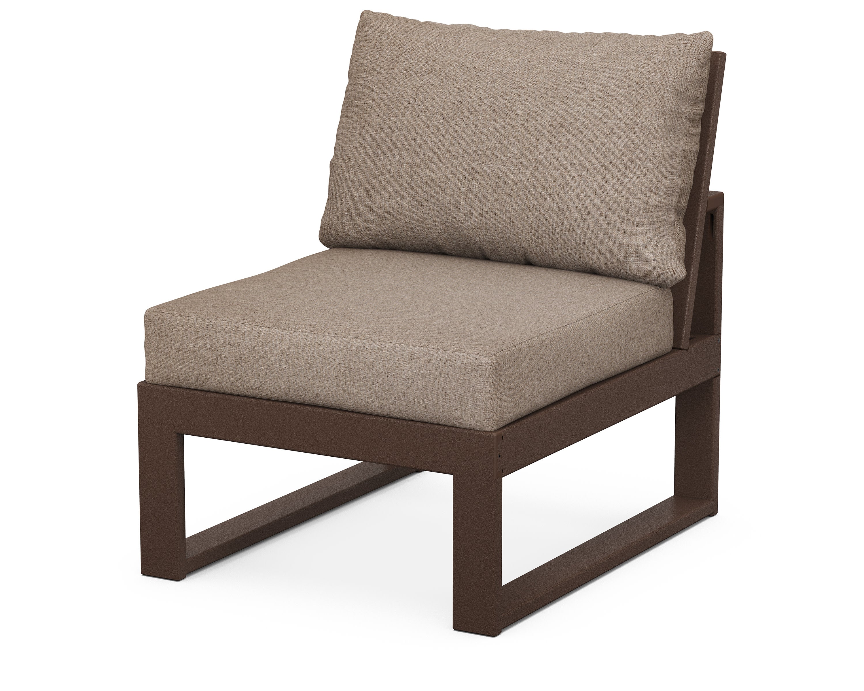 Modular Armless Chair in Mahogany / Spiced Burlap