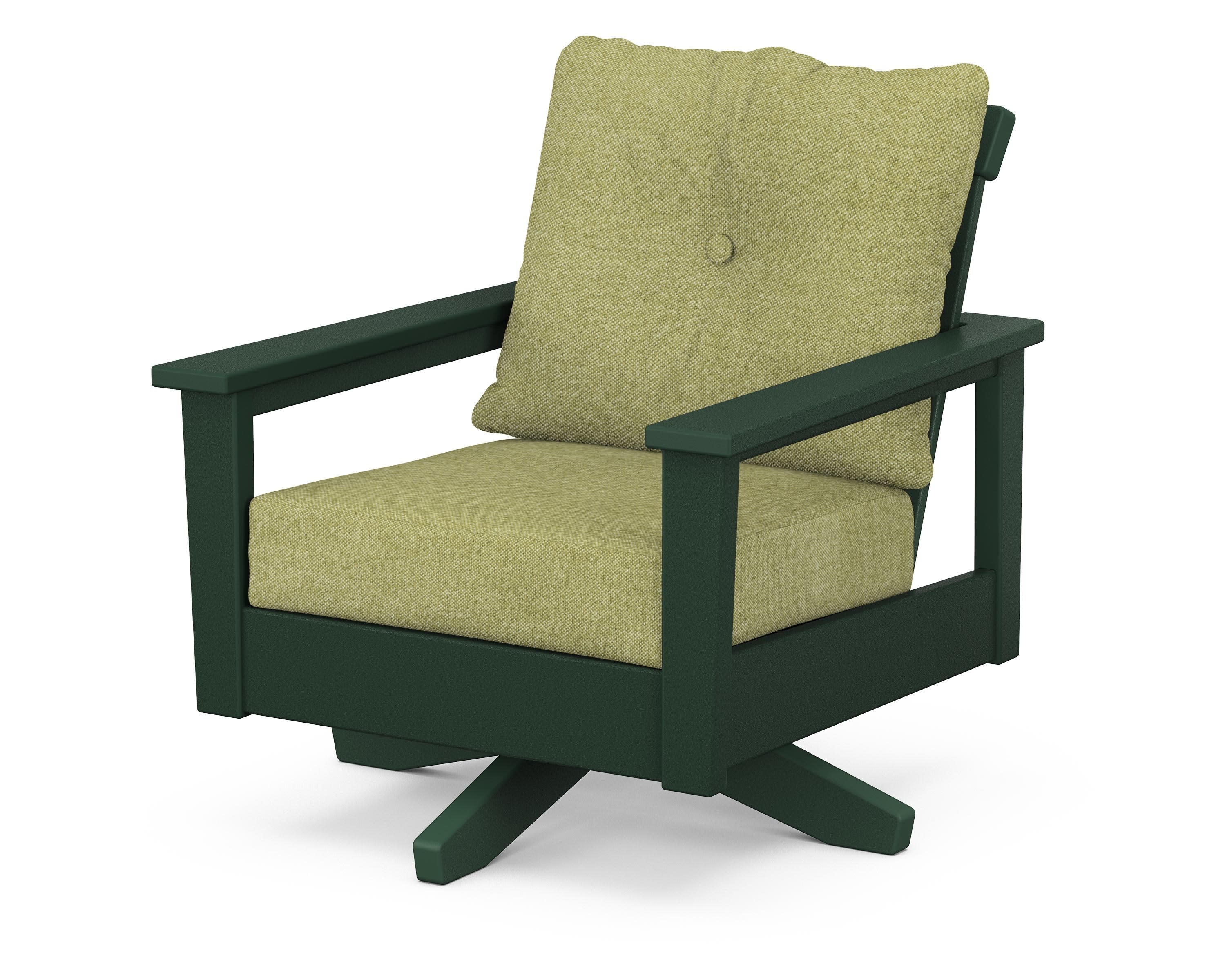 Prescott Deep Seating Swivel Chair in Green / Chartreuse Boucle