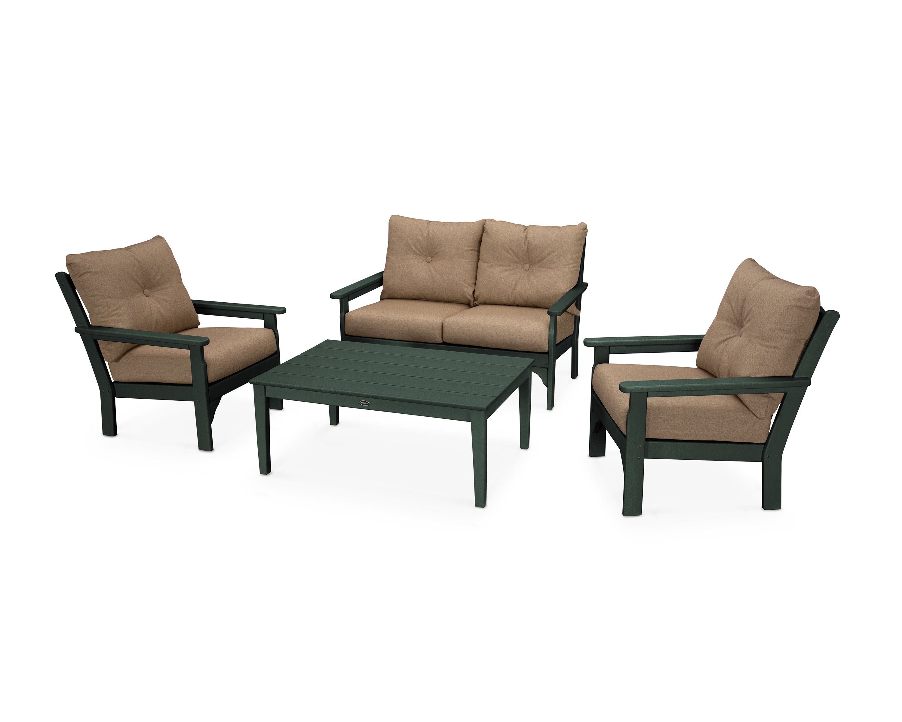 Vineyard 4-Piece Deep Seating Set in Green / Sesame