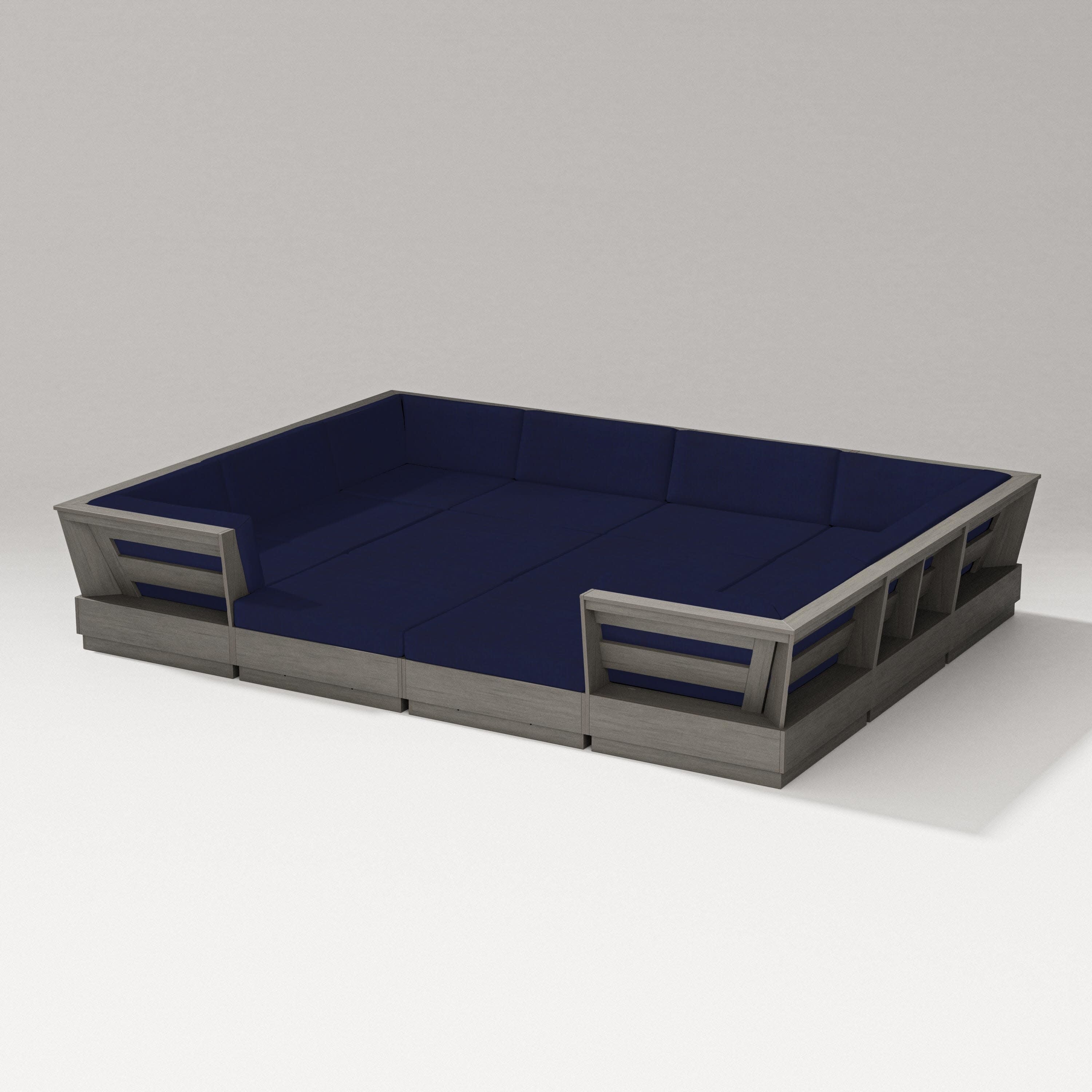 Elevate 12-Piece Pit Sectional in Driftwood / Navy
