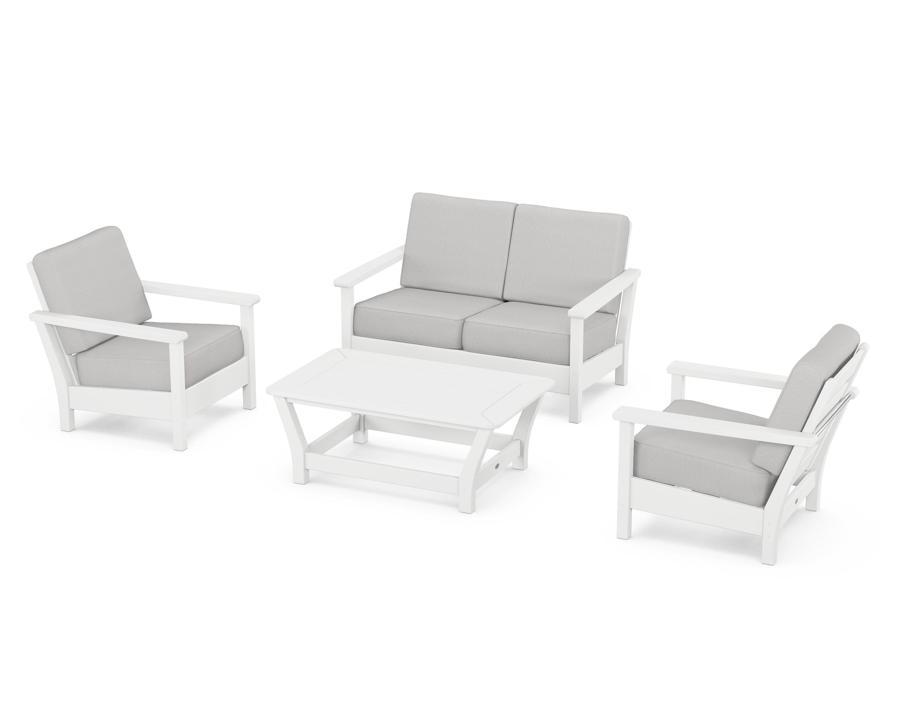 Harbour 4-Piece Deep Seating Set in White / Diamond in the Rough