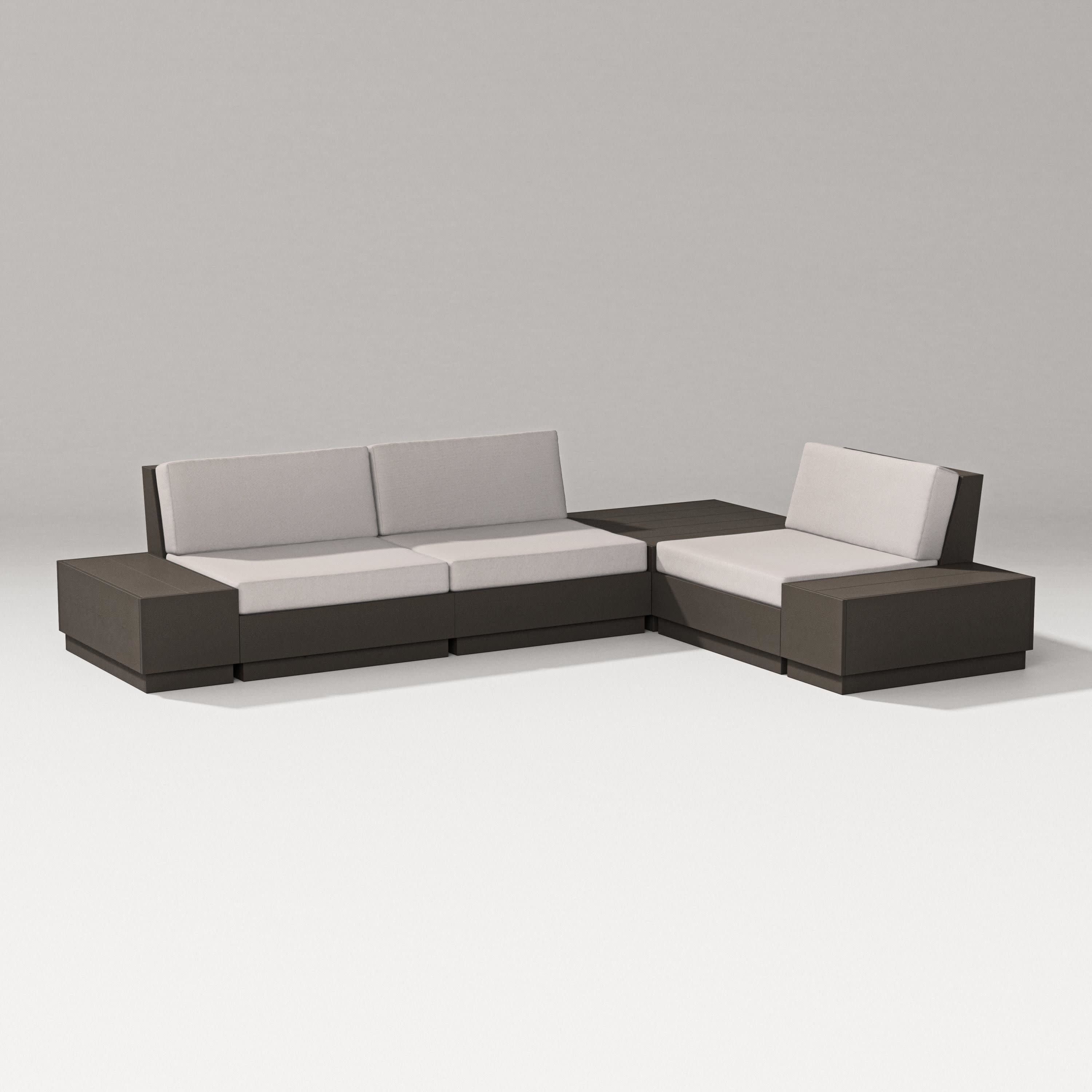 Elevate 6-Piece Corner Sectional in Vintage Coffee / Dune Burlap