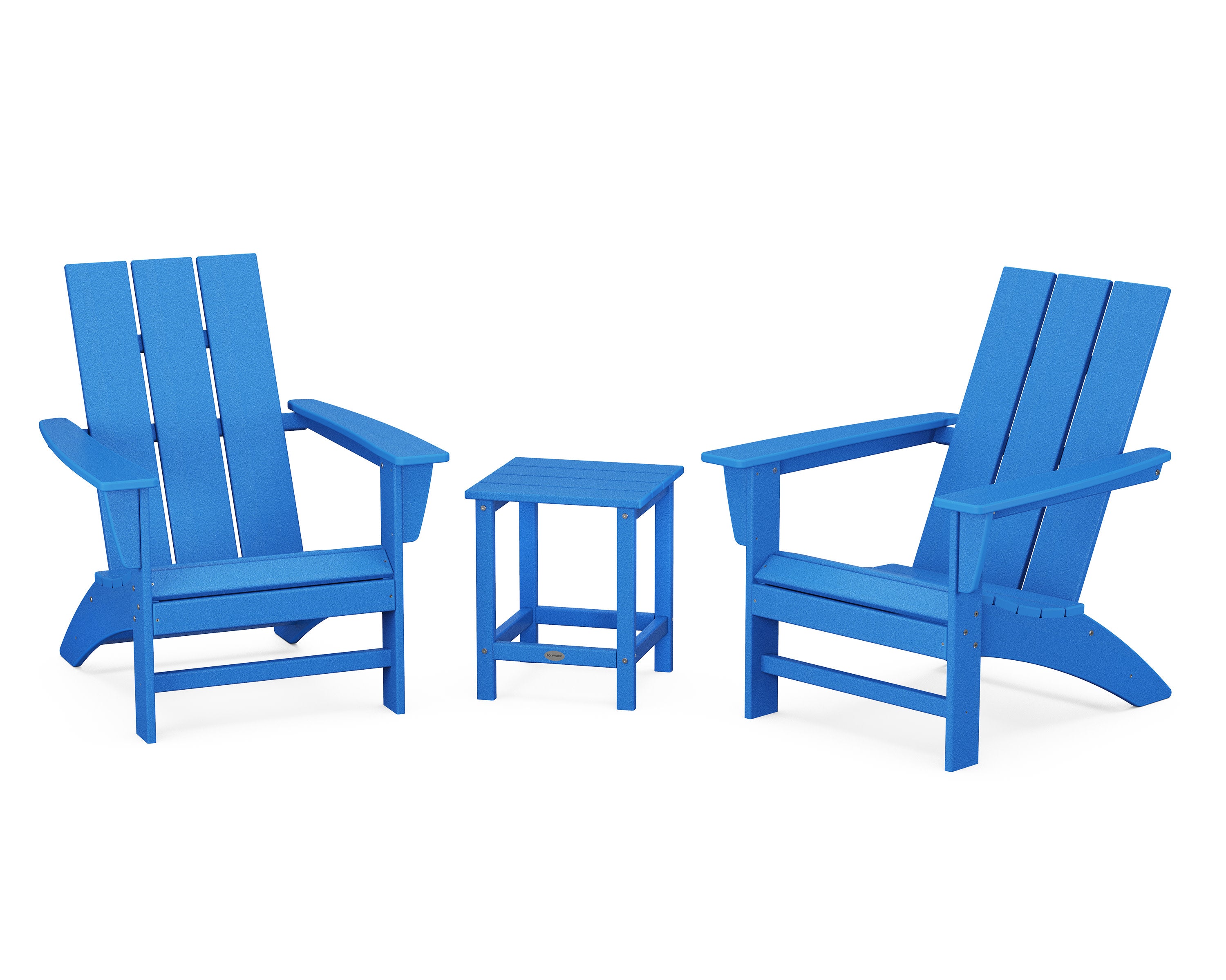 Modern 3-Piece Adirondack Set with Long Island 18" Side Table in Pacific Blue