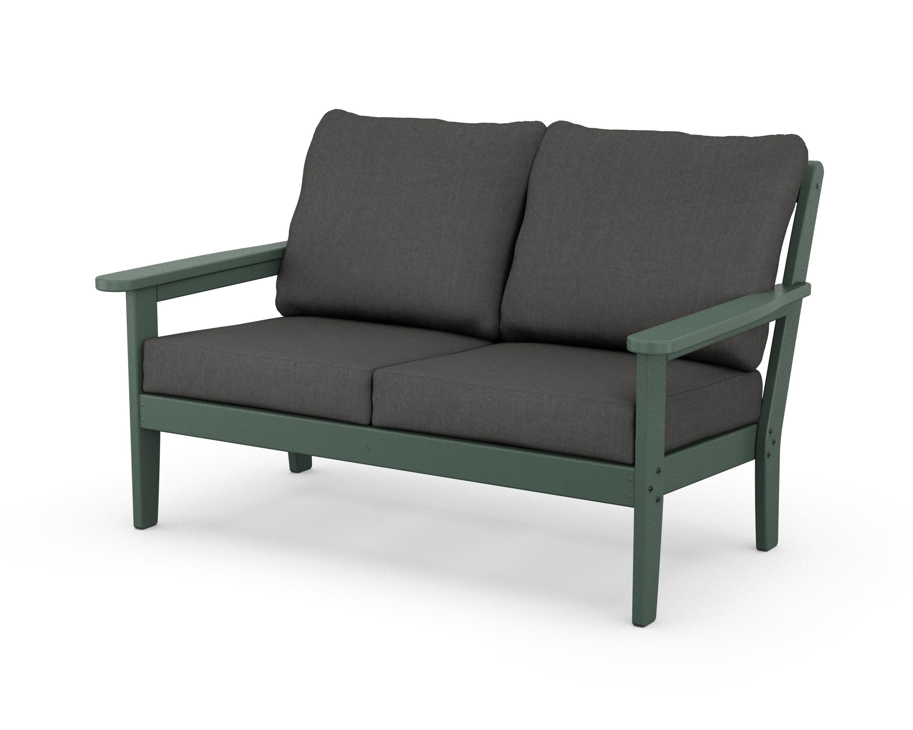 Cottage Deep Seating Loveseat in Green / Spectrum Carbon