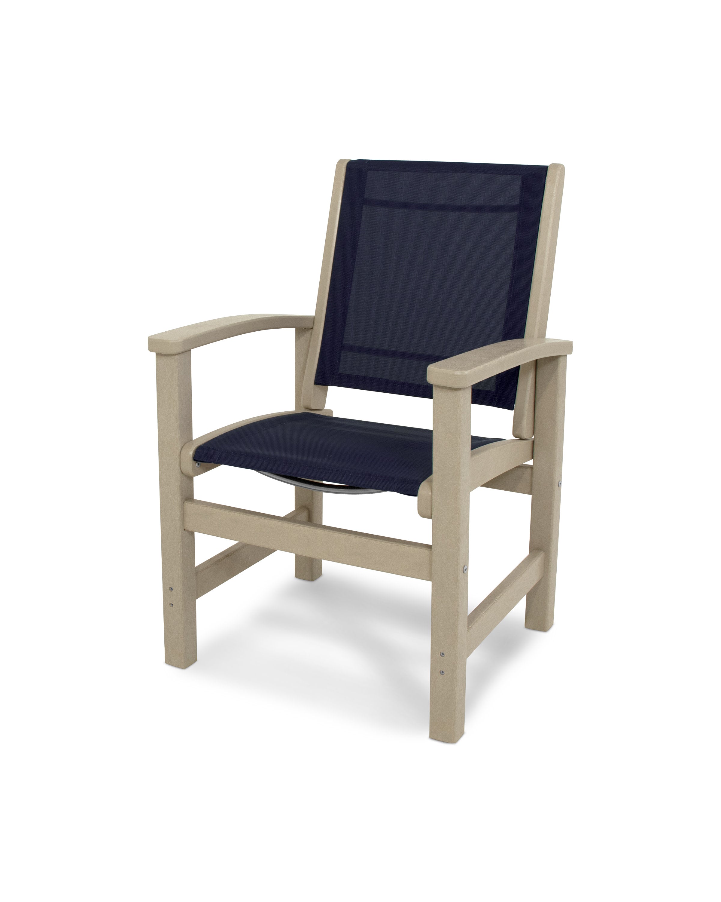 Coastal Dining Chair in Sand / Navy Blue Sling