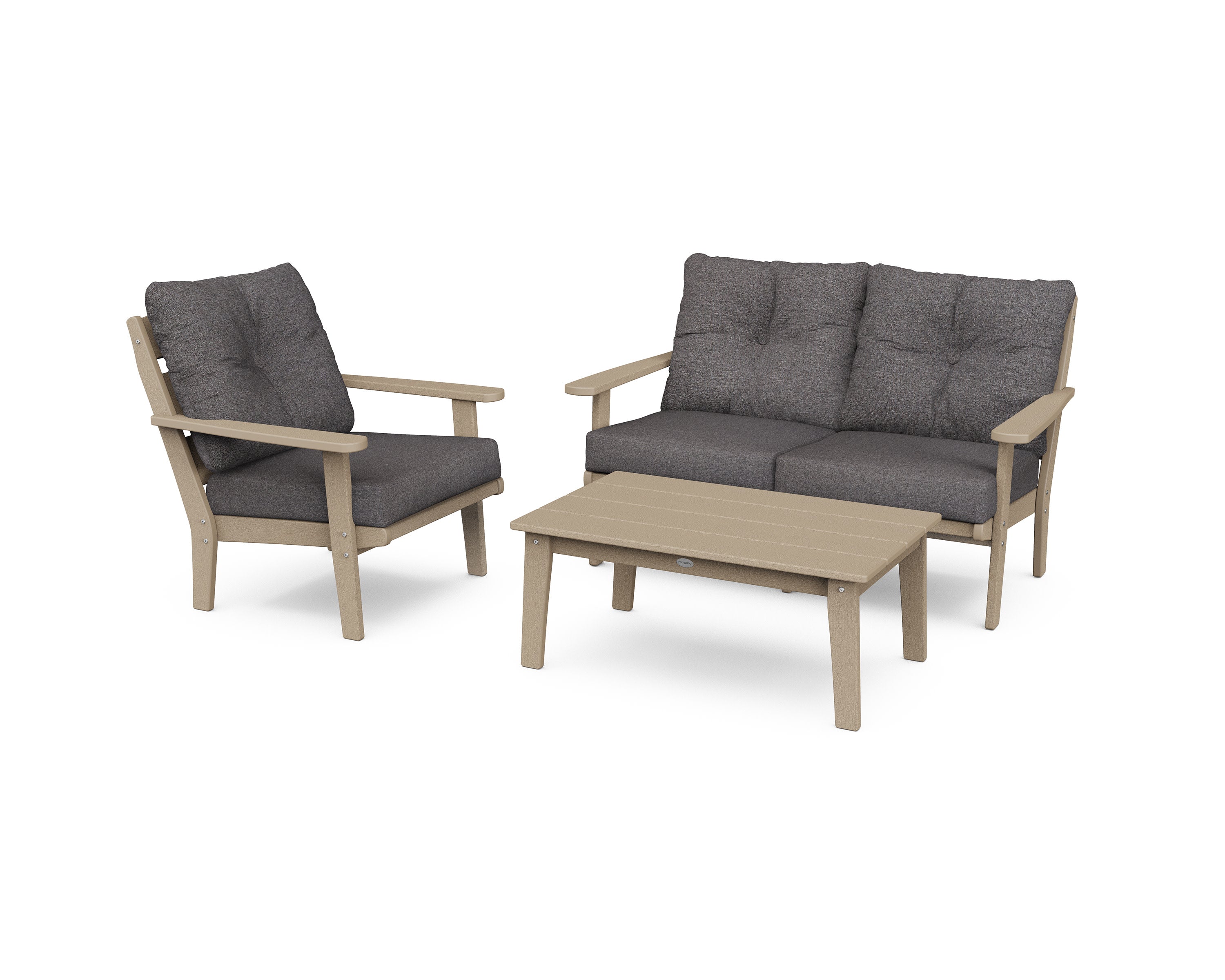 Lakeside 3-Piece Deep Seating Set in Vintage Sahara / Ash Charcoal