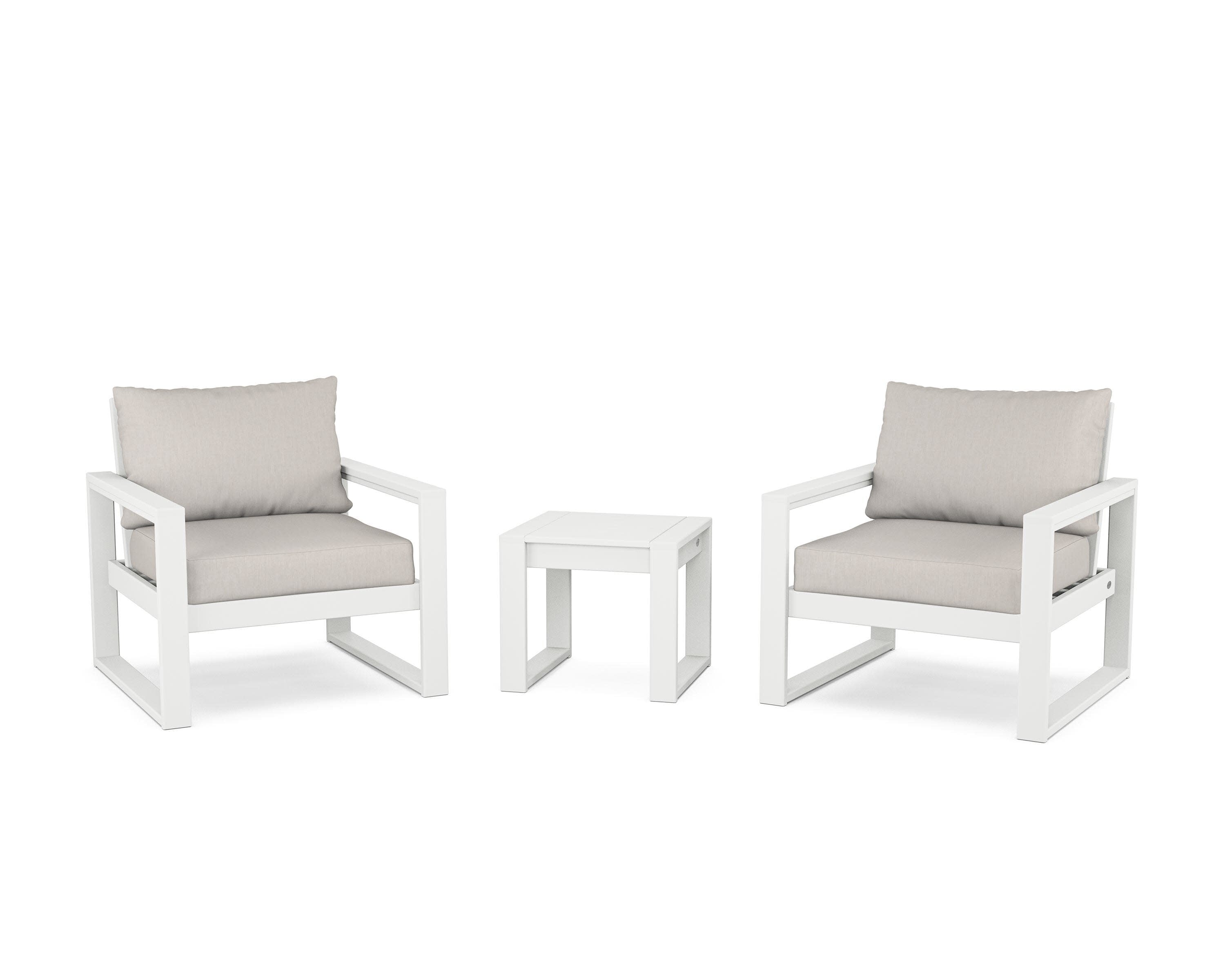 EDGE Sectional 3-Piece Deep Seating Set in White / Cast Ash