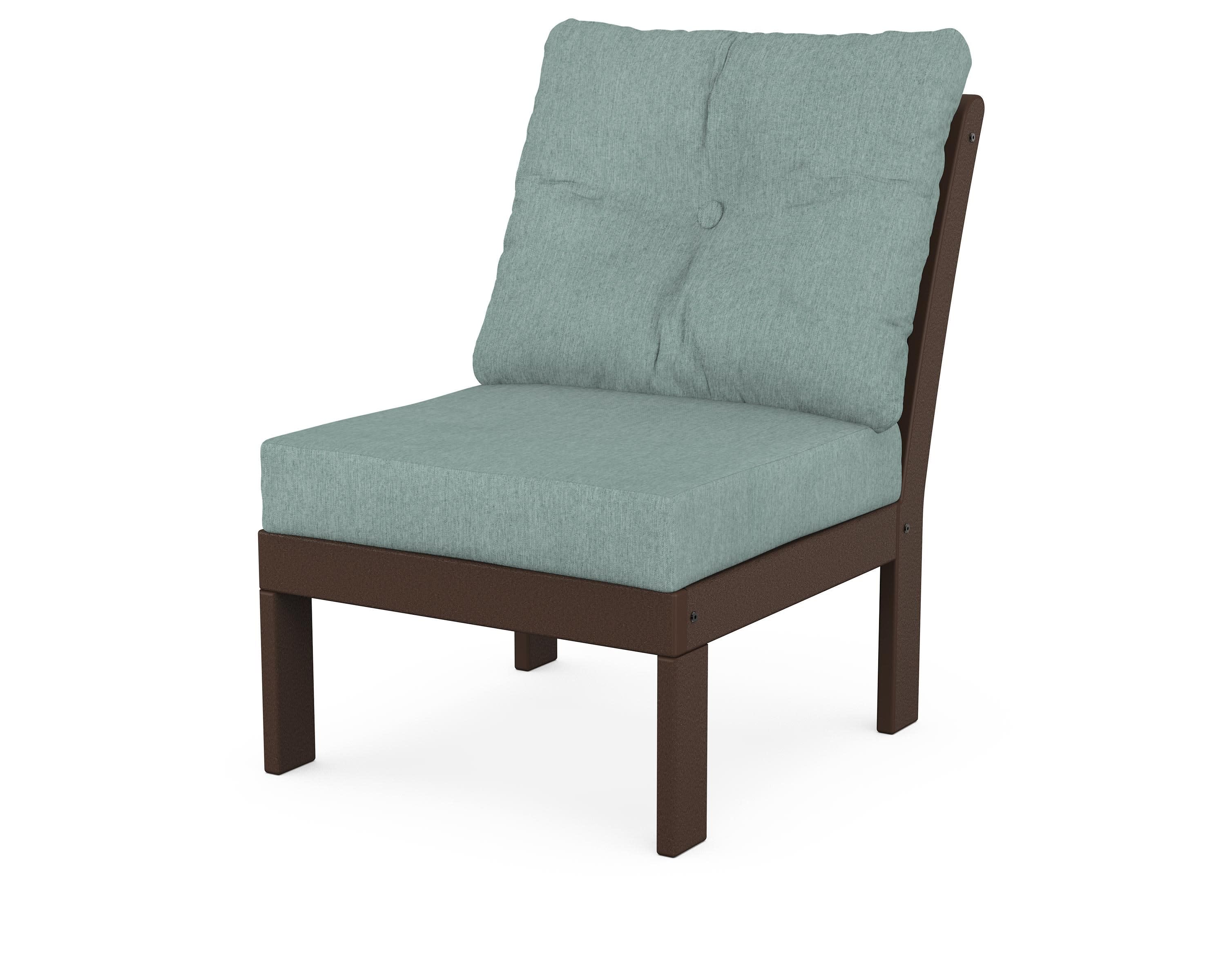 Vineyard Modular Armless Chair in Mahogany / Glacier Spa