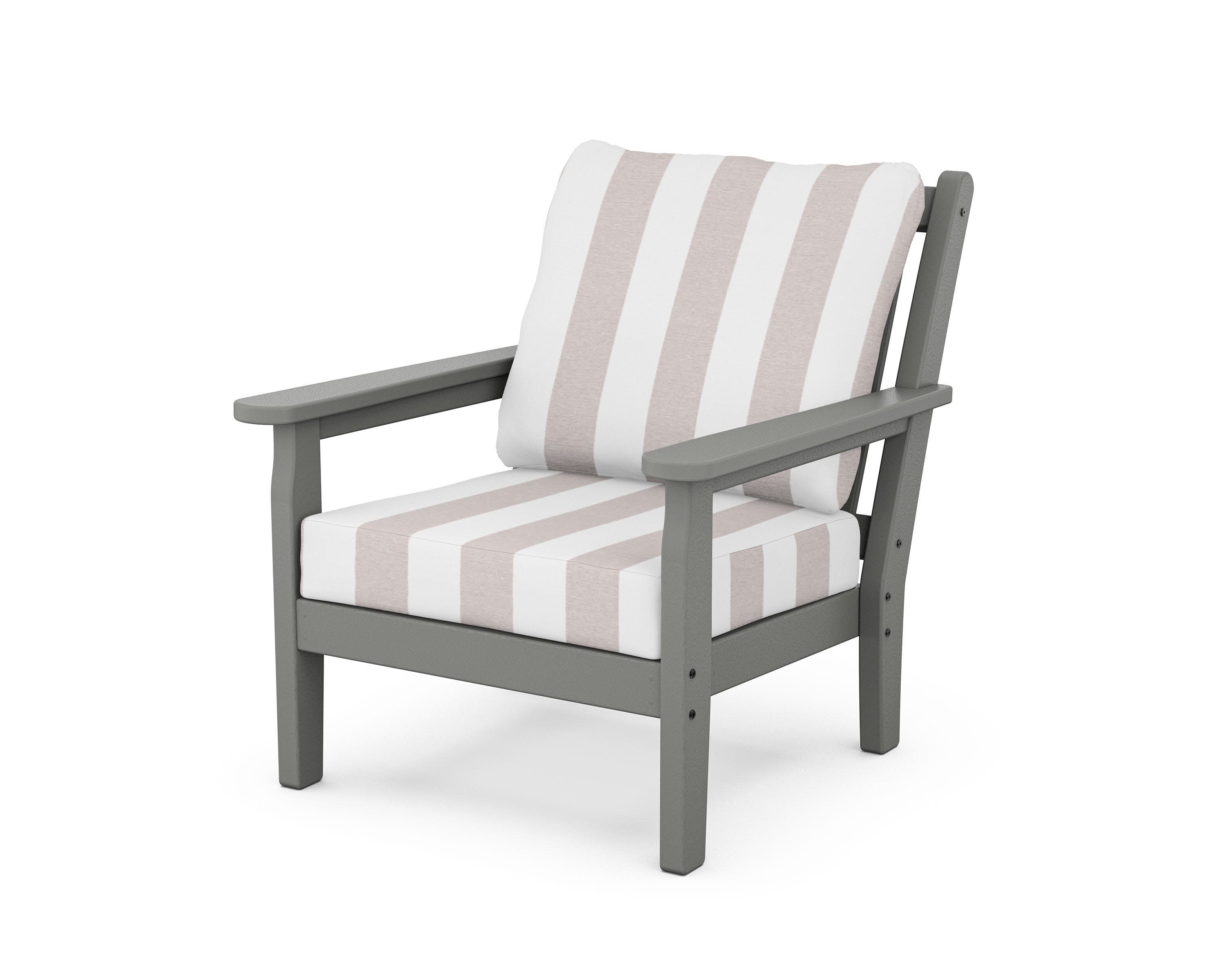 Chippendale Deep Seating Chair in Slate Grey / Cabana Stripe Dune Burlap