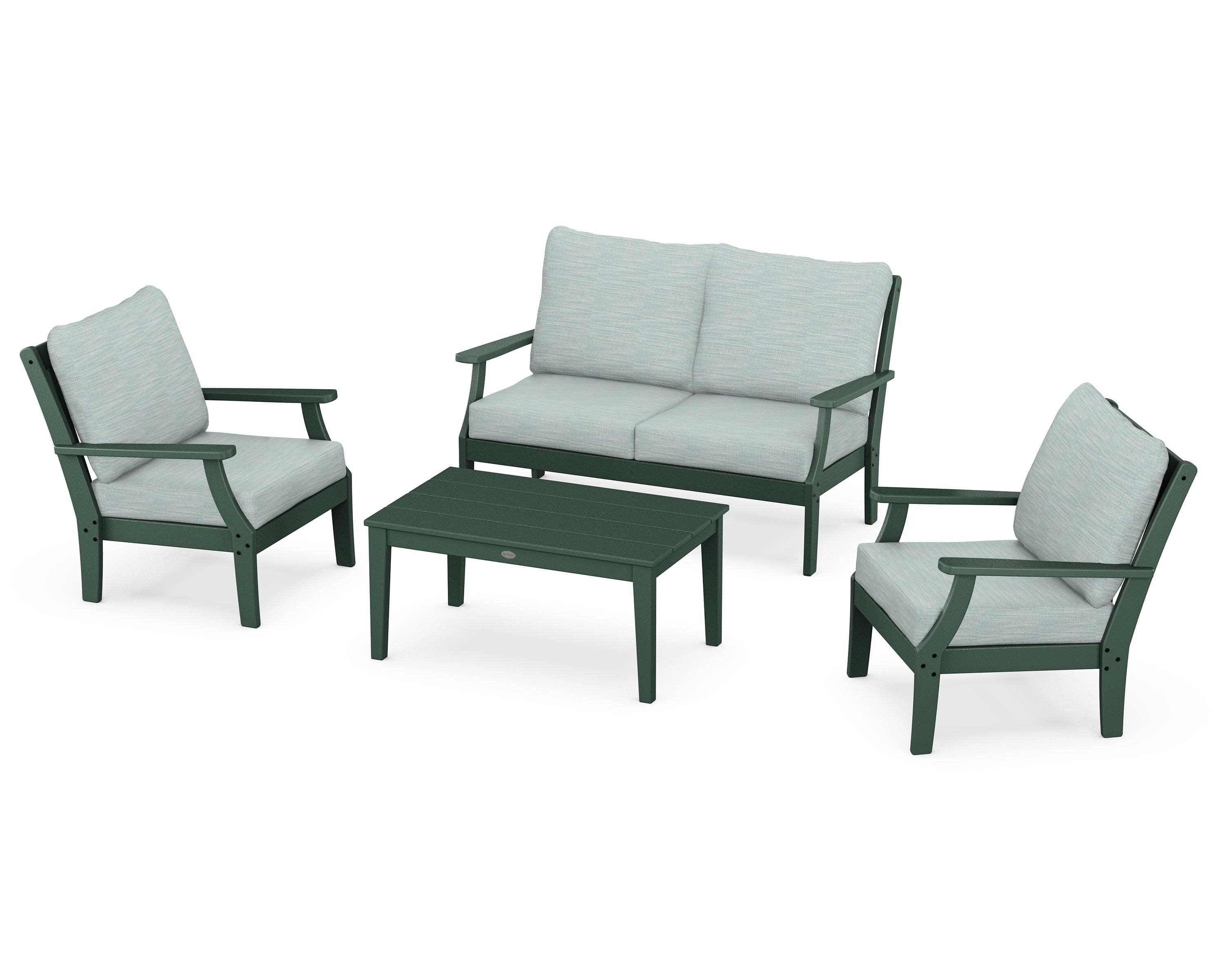 Braxton 4-Piece Deep Seating Chair Set in Green / Soothe Mist
