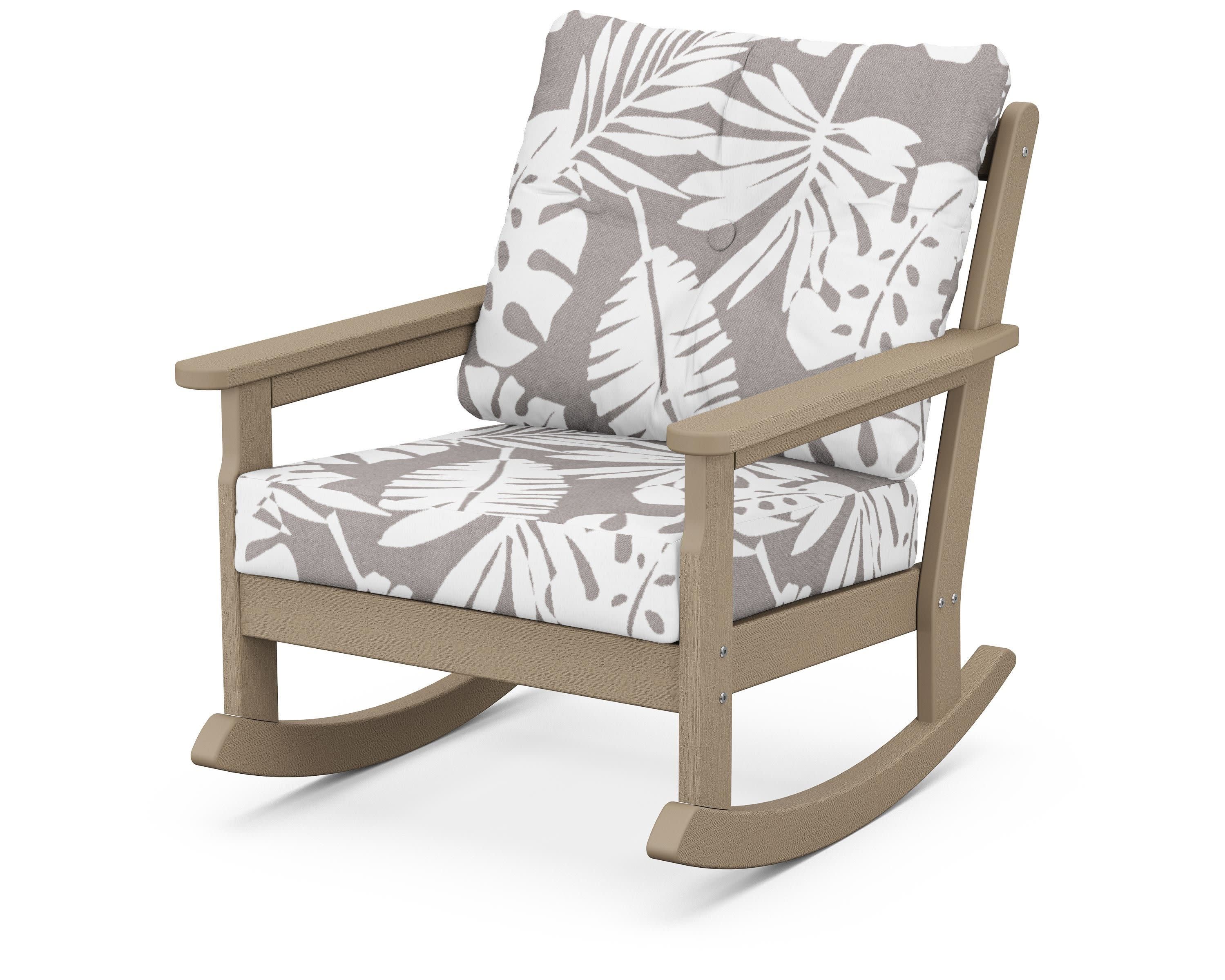 Vineyard Deep Seating Rocking Chair in Vintage Sahara / Leaf Grey Mist
