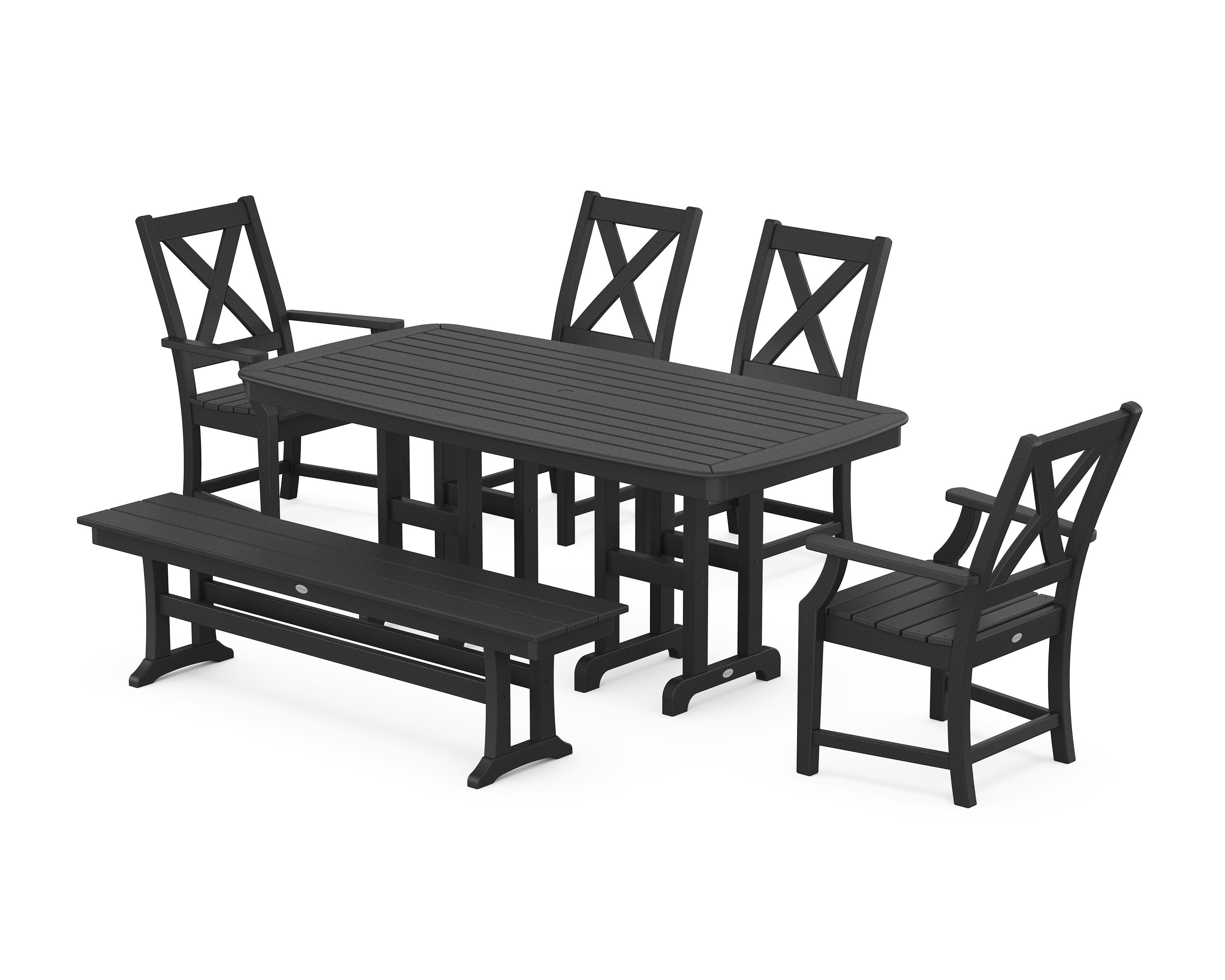 Braxton 6-Piece Dining Set with Bench in Black